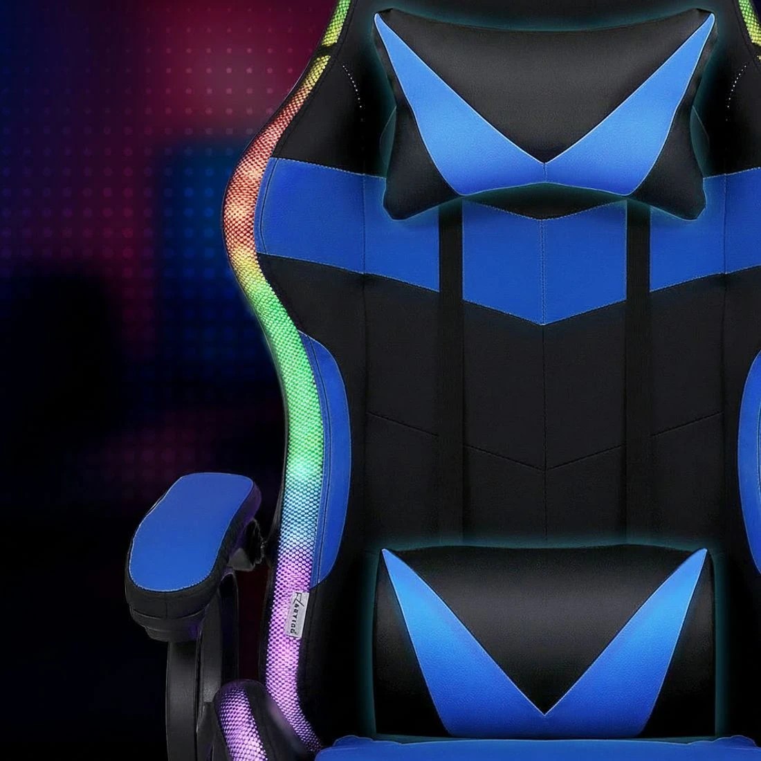 4 Artiss Gaming Office Chair 12 RGB LED Massage Computer Work Seat Footrest - Multi, 4 of 7