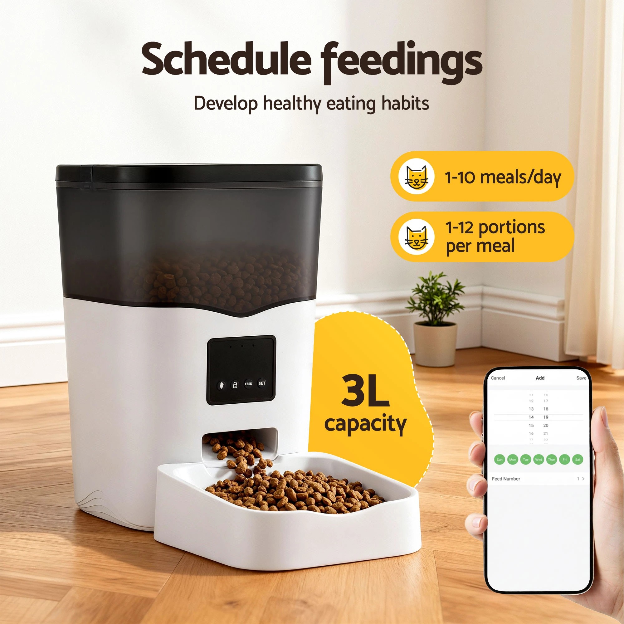 6 i.Pet Automatic Pet Feeder Dog Cat Feeder Wifi 3L Auto Smart Food Dispenser - Multi, 6 of 7