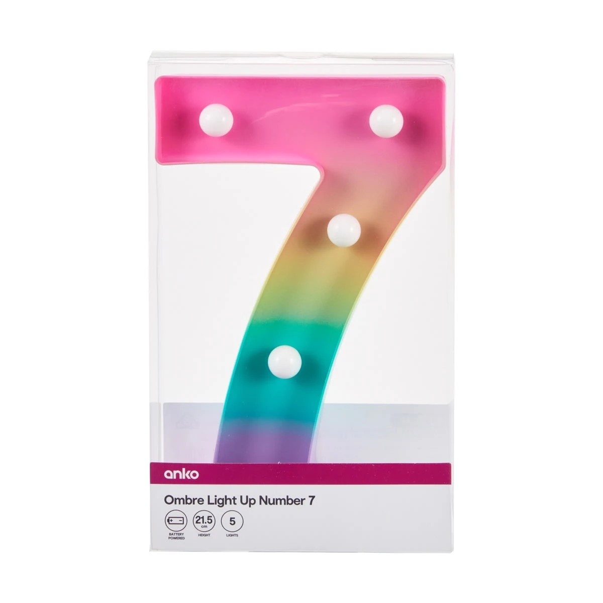 4 Ombre Light Up Number - 7, 4 of 5