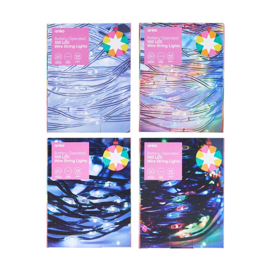 5 Battery Operated 100 LED Wire String Lights - Assorted, 5 of 6