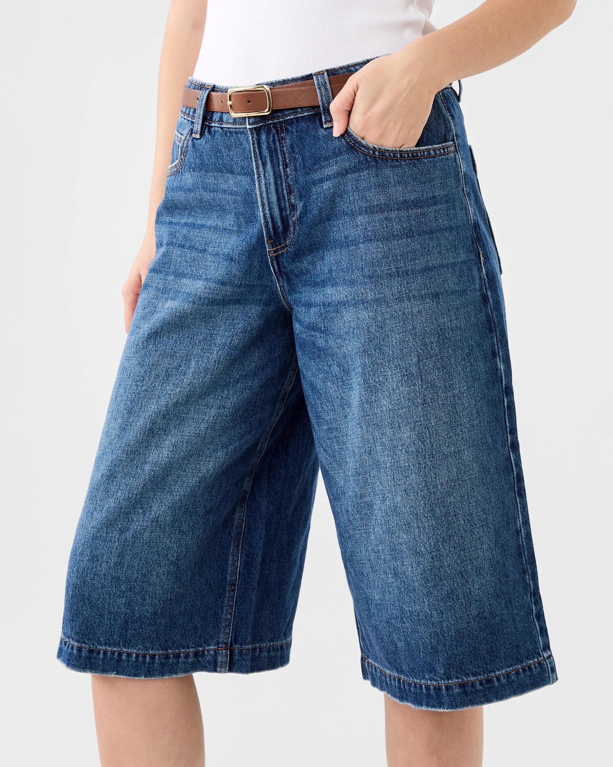 2 Belted Denim Jorts Mid Denim, 2 of 7