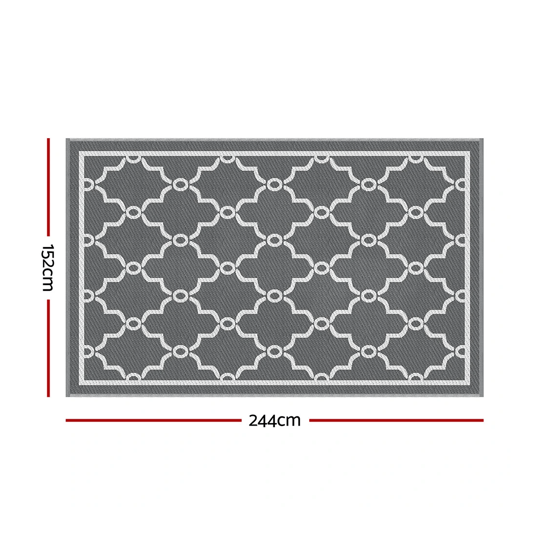 2 Gardeon Outdoor Rugs 152x244cm Large Carpet Reversible Area Mat PP Dual-Sided Patio Rug Maroc - Grey, 2 of 2