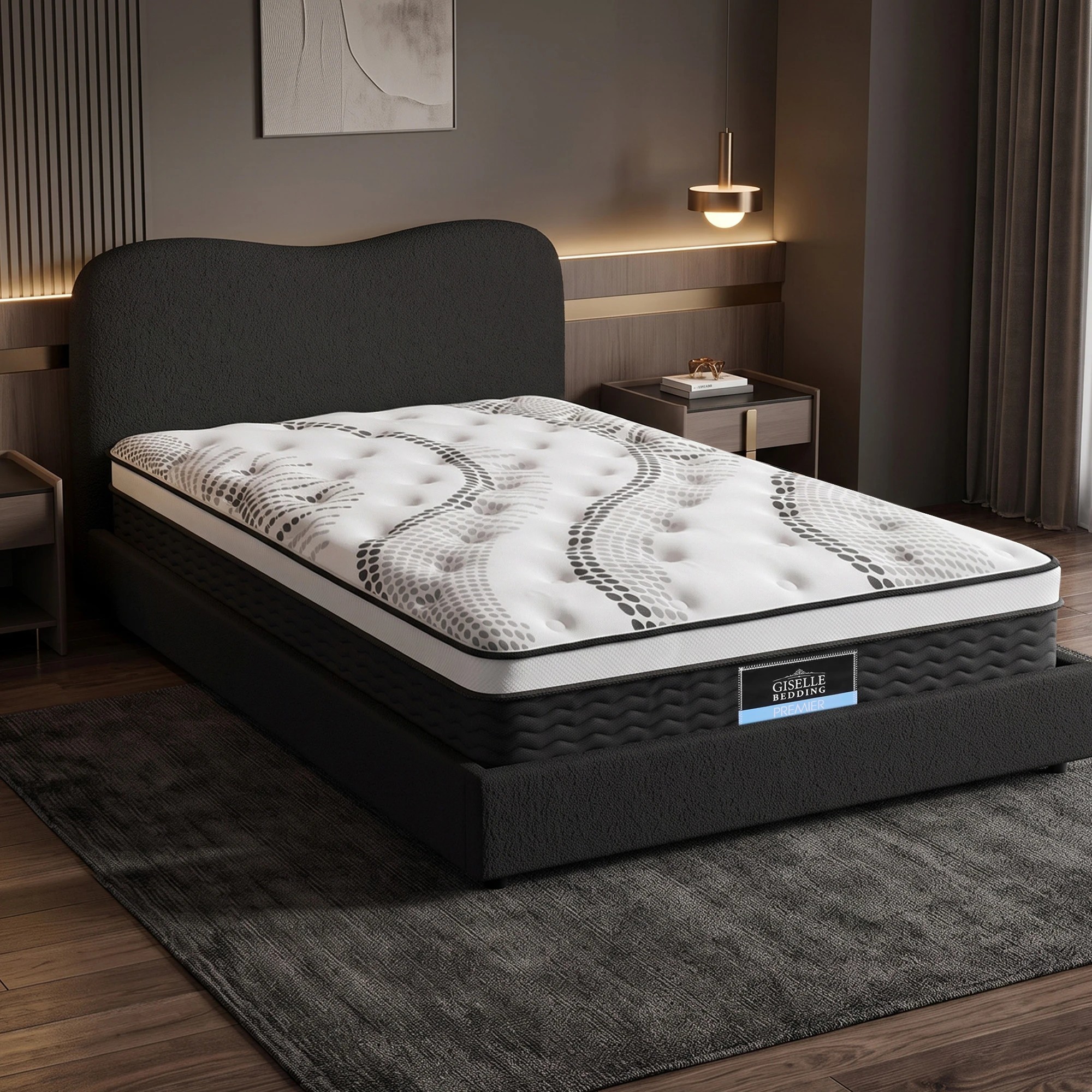 9 Giselle Bedding 32cm Euro Top King Single Mattress 5-Zone and Artiss Boucle Bed Frame Set - King Single Bed - Multi, 9 of 9
