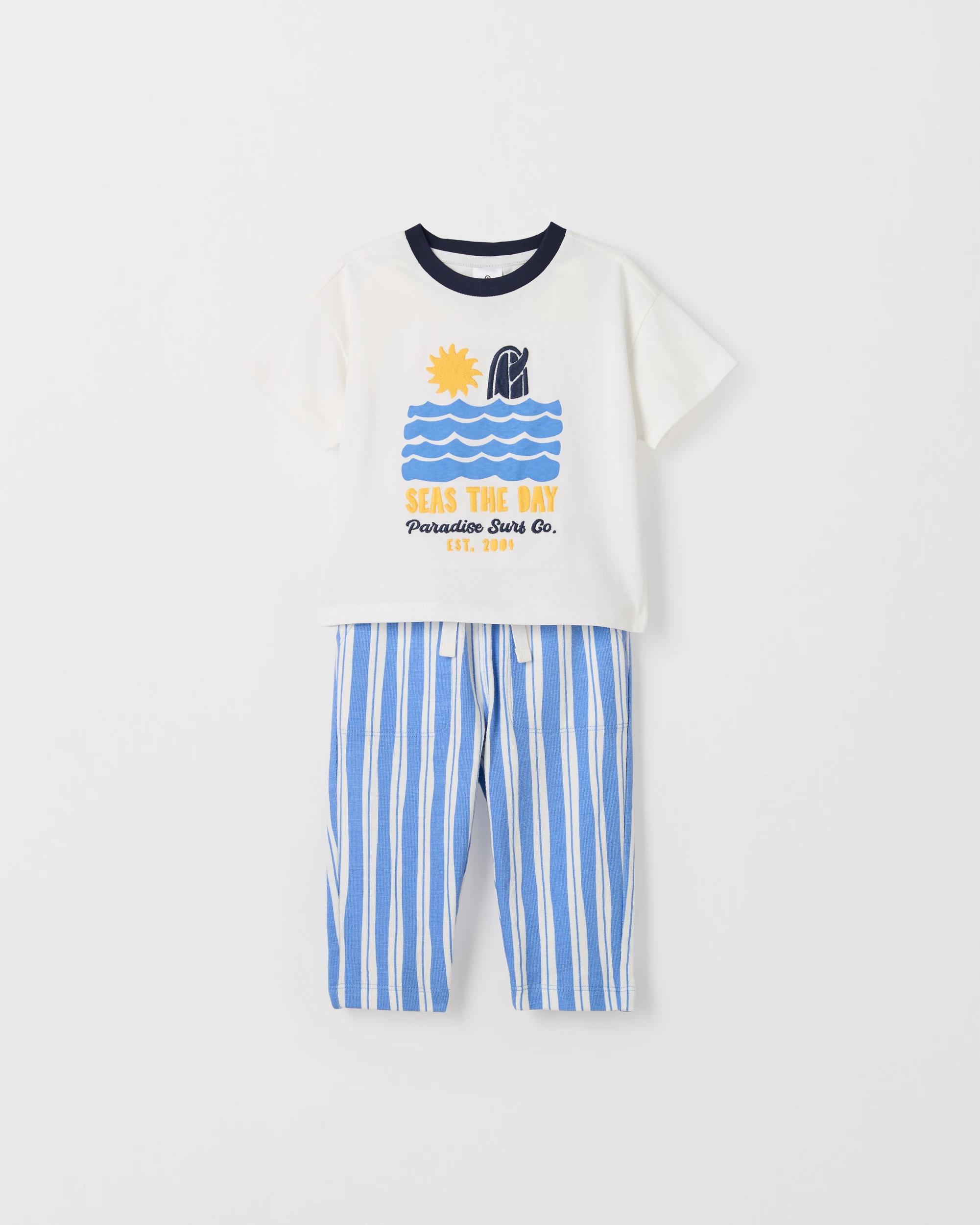 4 Target Baby Organic Cotton T-Shirt & Trackpants 2 Piece Set SEAS THE DAY CLOUD DANCER, 4 of 6