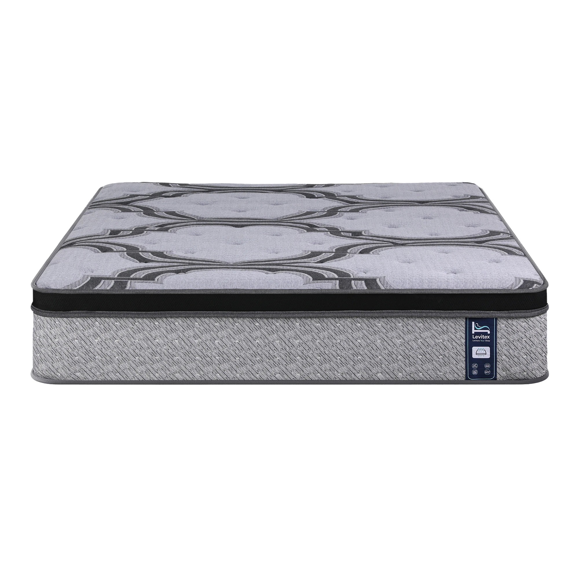 3 Levitex King Mattress 5-Zone Pocket Spring with Latex & Memory Foam or Extra Lumbar & Shoulder Support - King Bed - Grey, 3 of 9