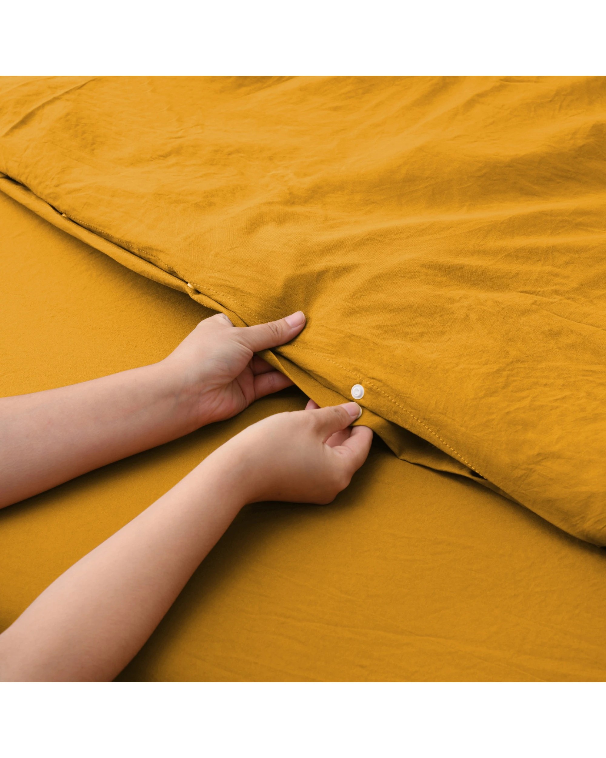 4 Dreamaker Superfine Washed Microfibre Quilt Cover Set - Queen Bed - Mustard, 4 of 8