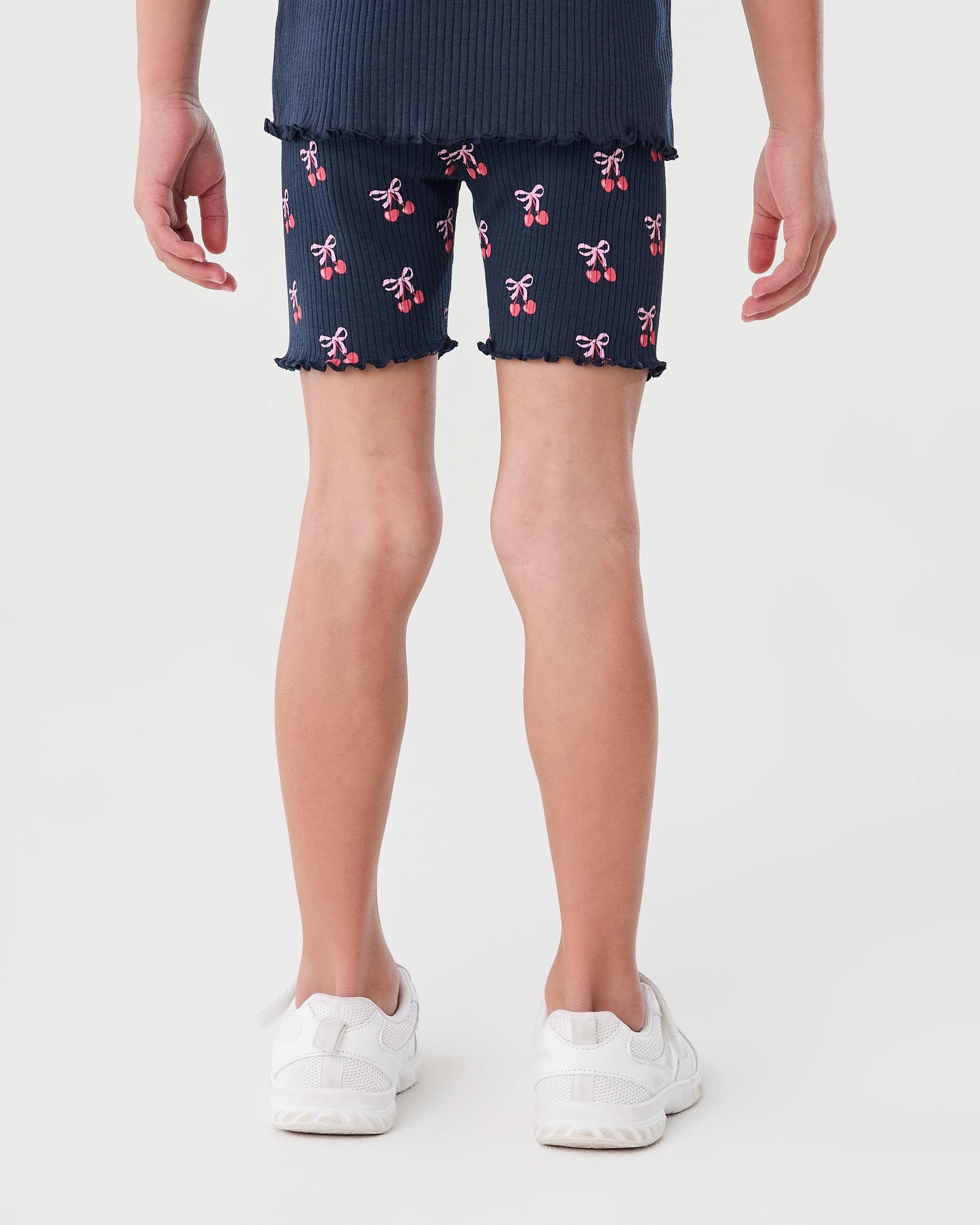 2 Printed Ribbed Bike Shorts Blu Cherry, 2 of 6