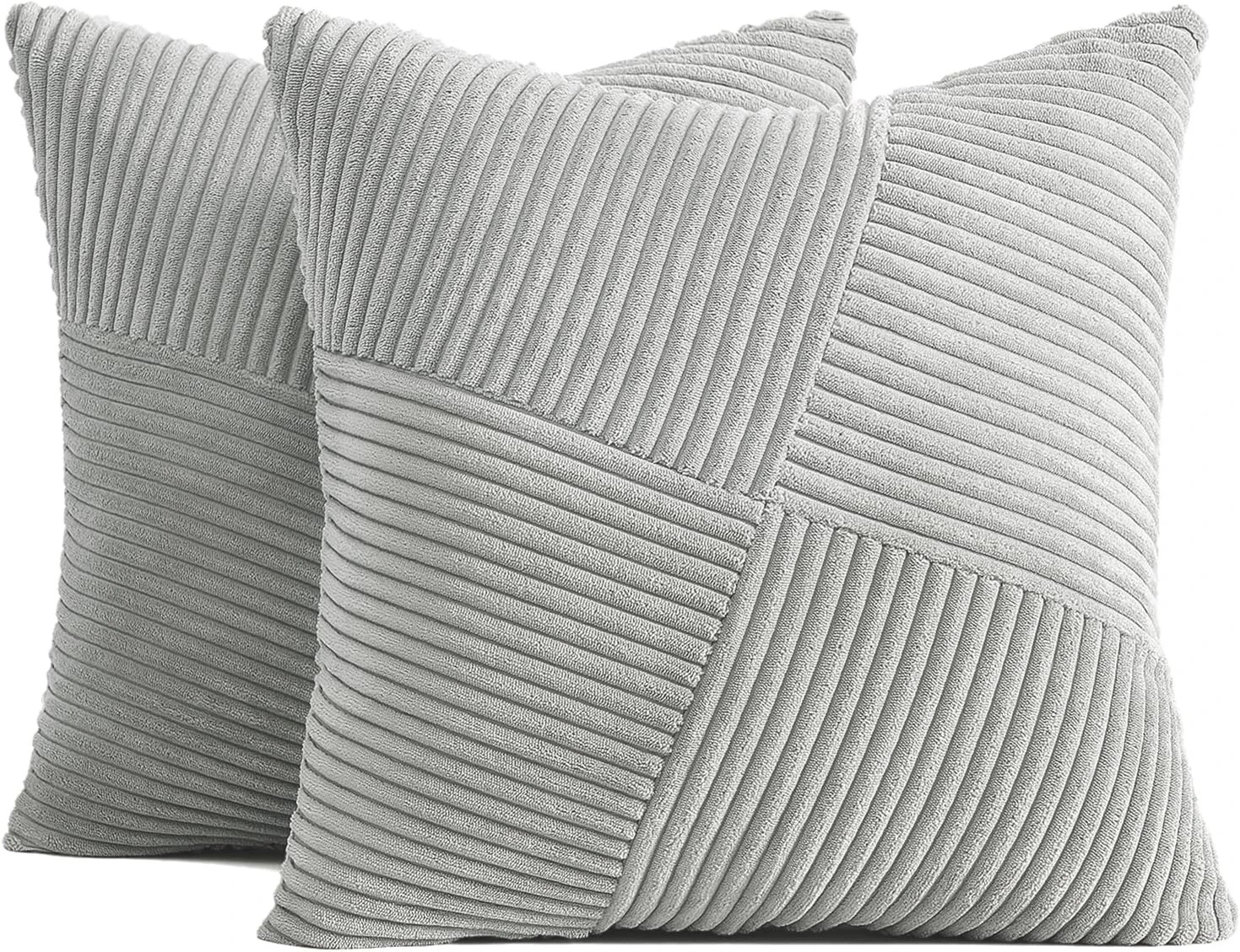 2 Gioia Casa 2-Pack Corduroy Cushion Covers Windmill Pattern 45x45cm - Light Grey, 2 of 2