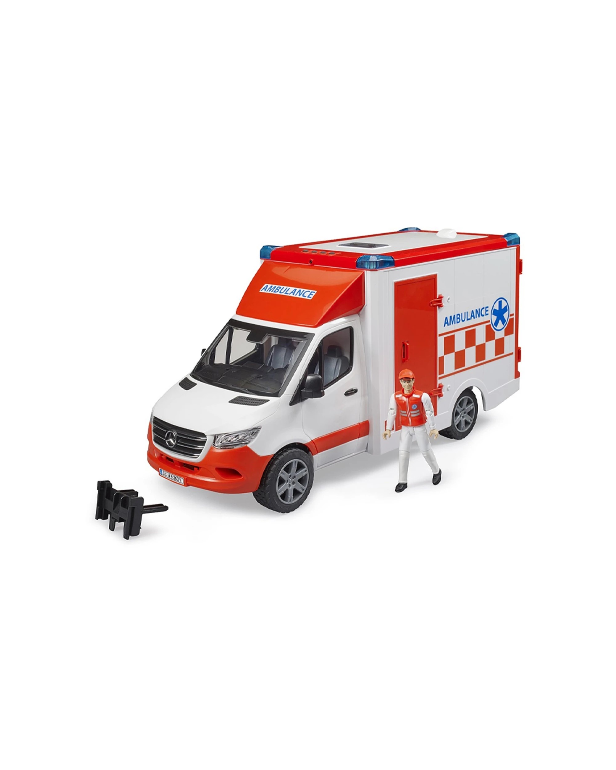 2 Bruder Mercedes G3 Sprinter Ambulance Vehicle With Driver Light And Sound 4 Years Plus - White, 2 of 5