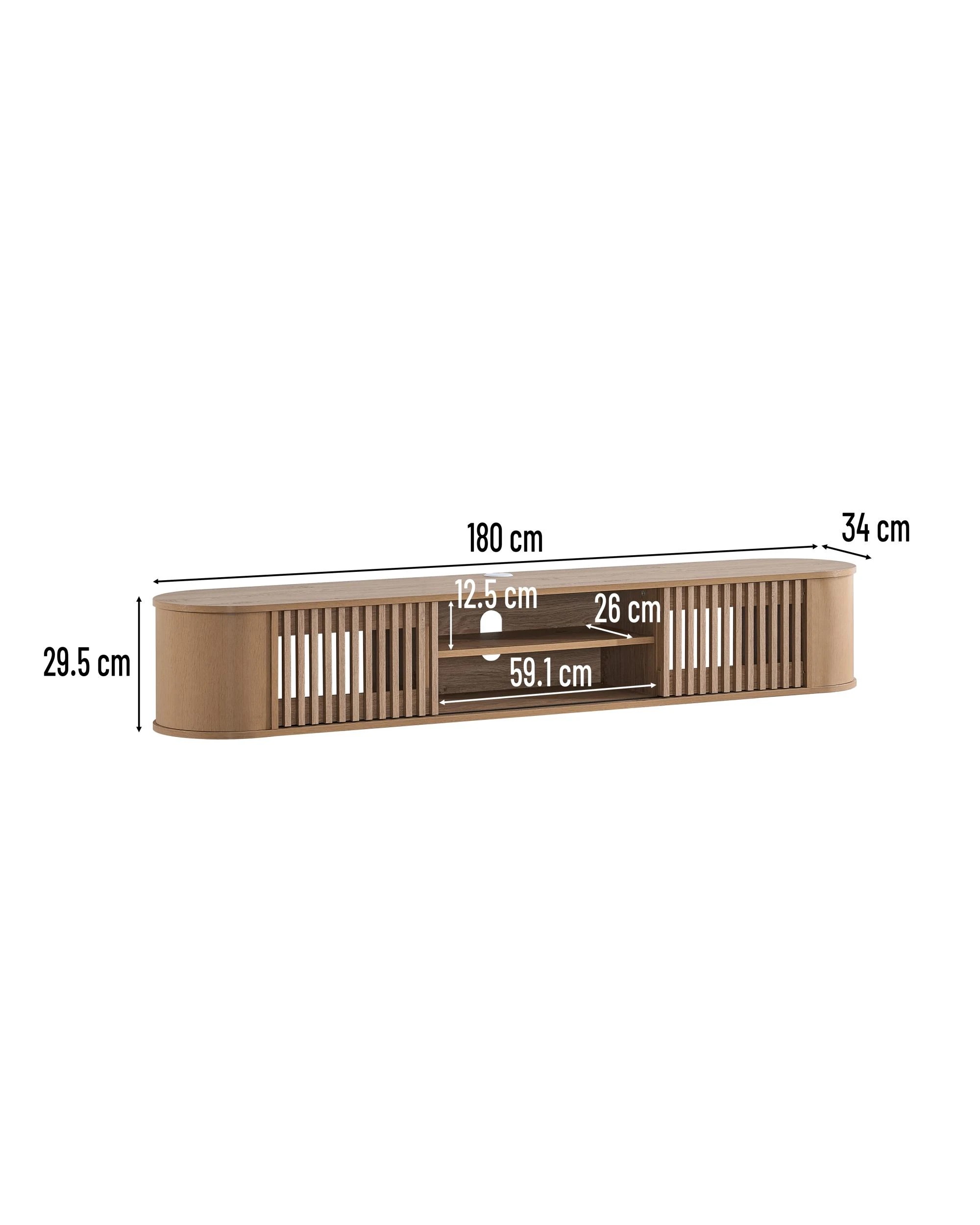 4 Kodu Wall Mount Entertainment TV Unit Floating 2 Doors 180cm Oak - Natural, 4 of 4