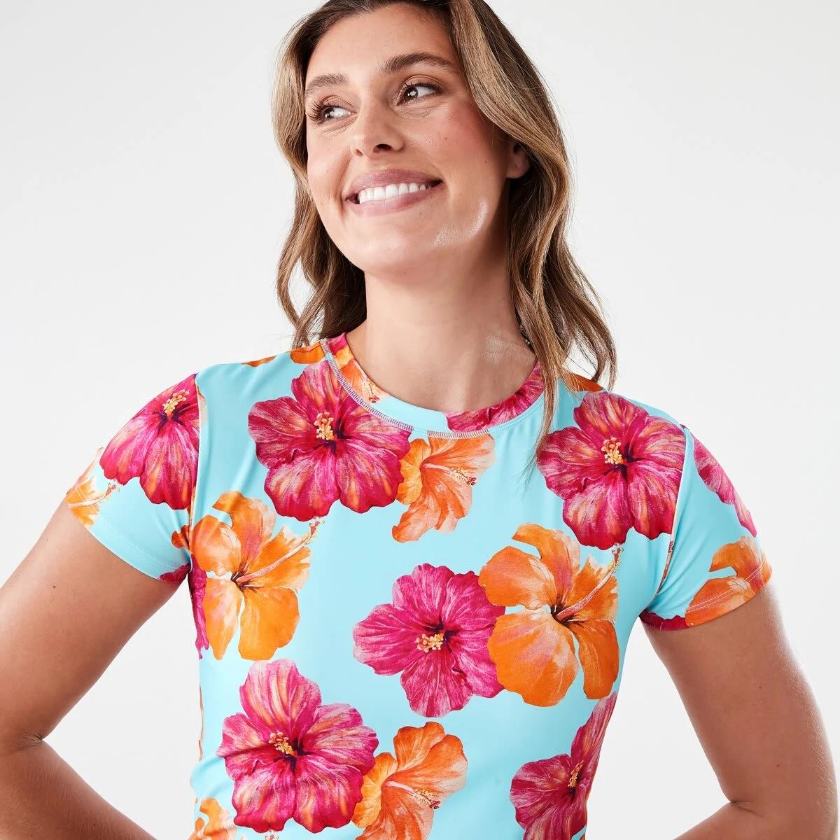 4 Crop Rash Vest HOT TROP CLEAR AQUA, 4 of 5