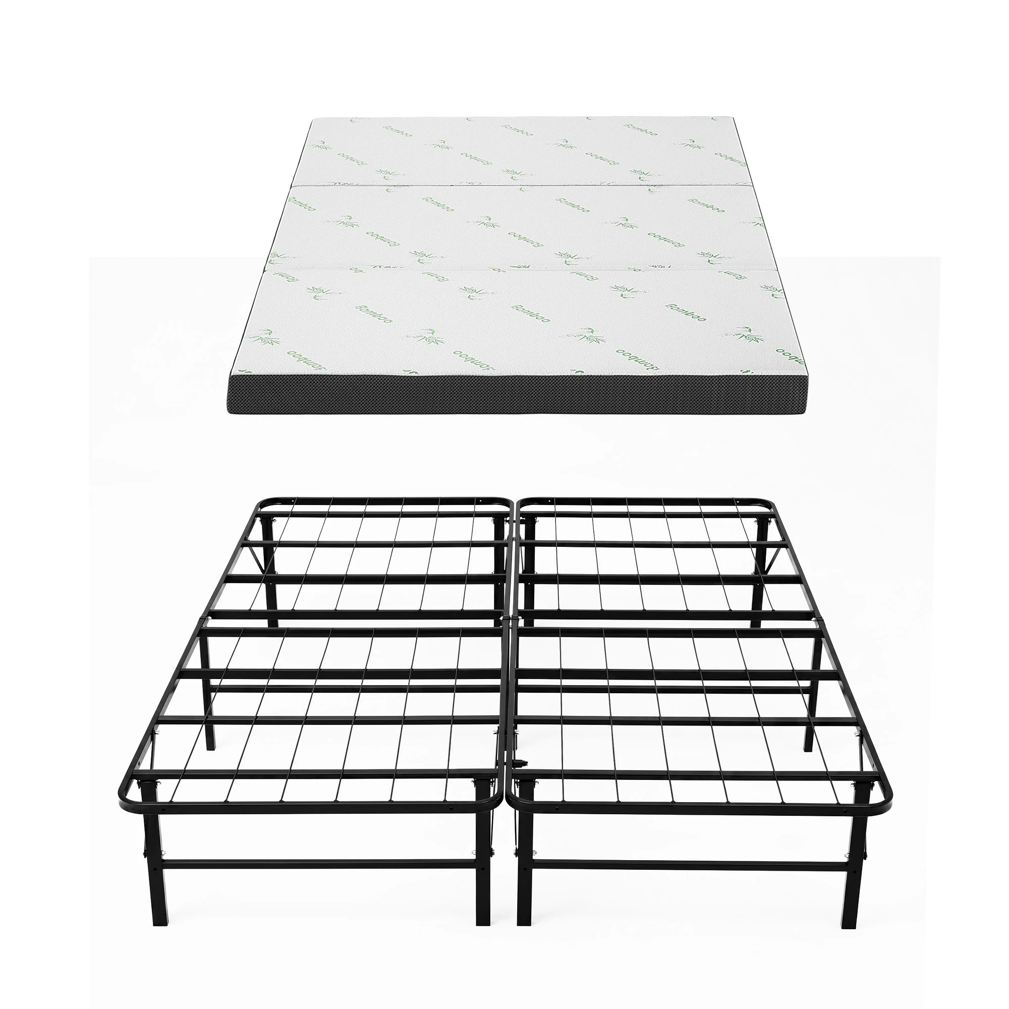 2 Giselle Bedding Giselle Folding Bed with Mattress Double Portable Foldable Guest Bed Bamboo Cover - Multi, 2 of 9