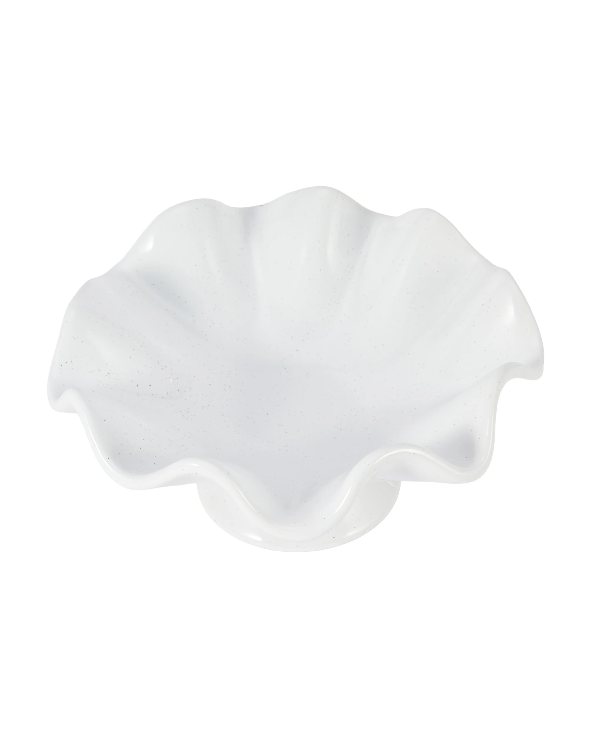 1 White Wavy Pedestal Decor Bowl, 1 of 5