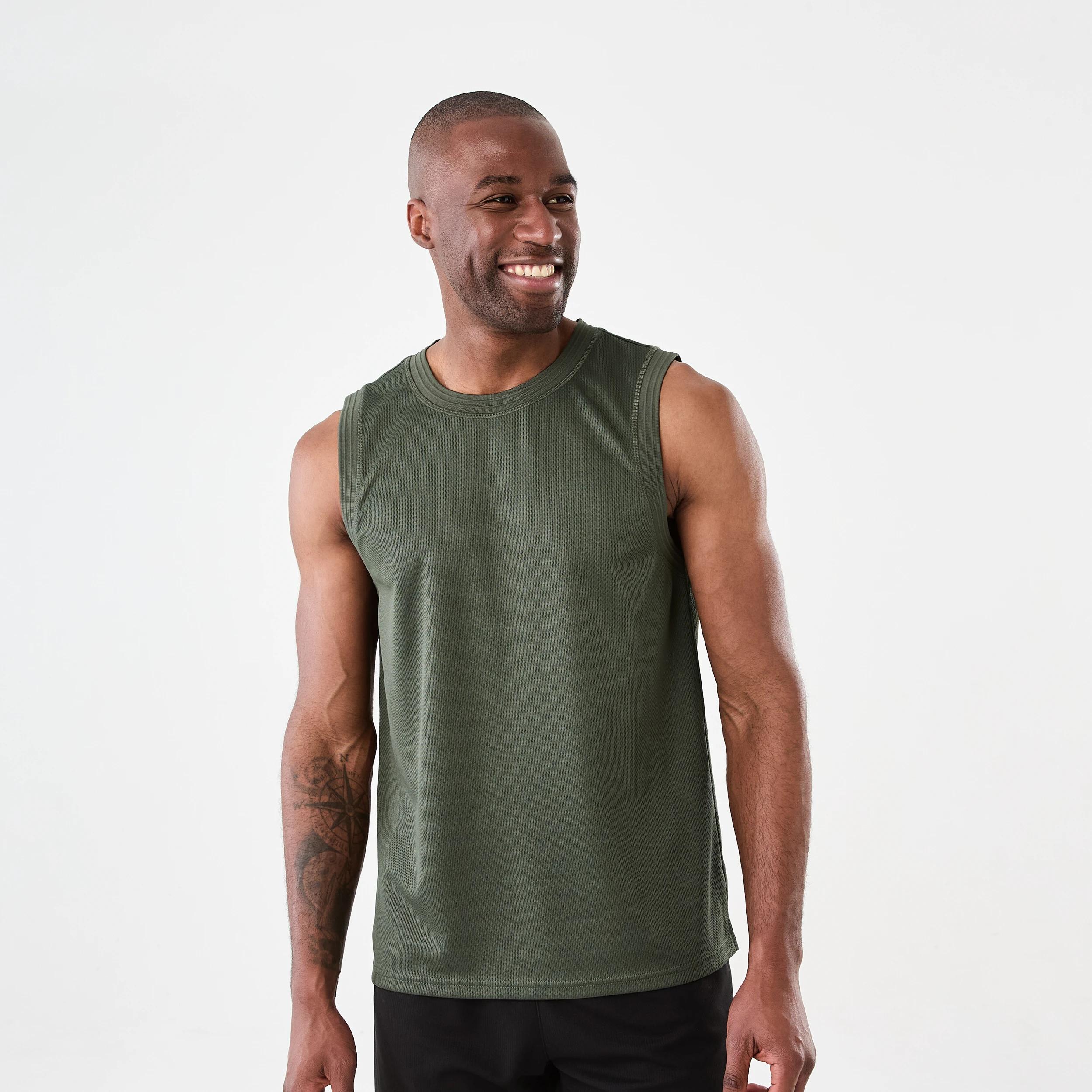 1 Active Mens Relaxed Basketball Tank DEEPEST GREEN, 1 of 6
