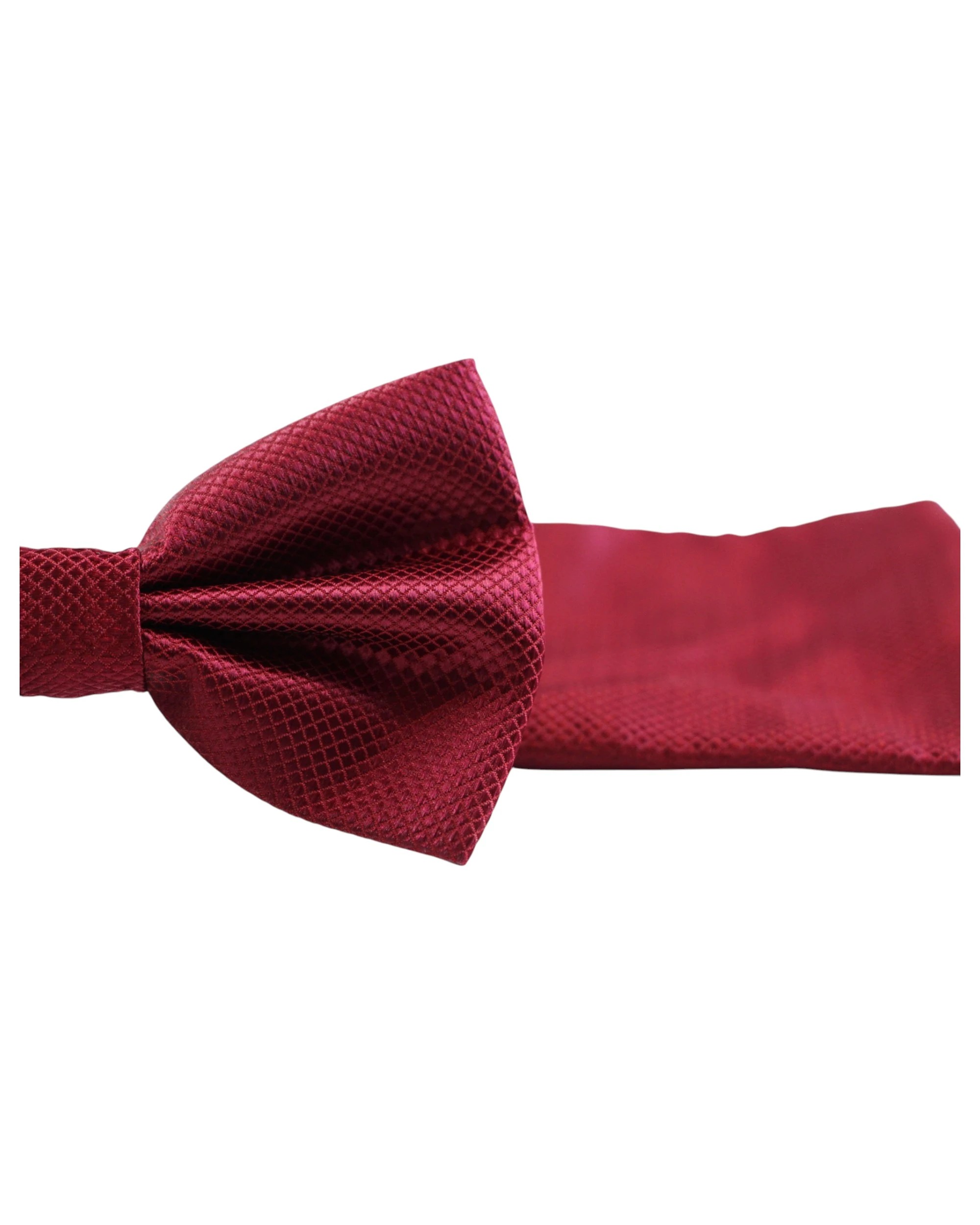 2 Zasel Mens Maroon Plain Coloured Checkered Bow Tie & Matching Pocket Square Set - Brown - Brown, 2 of 3