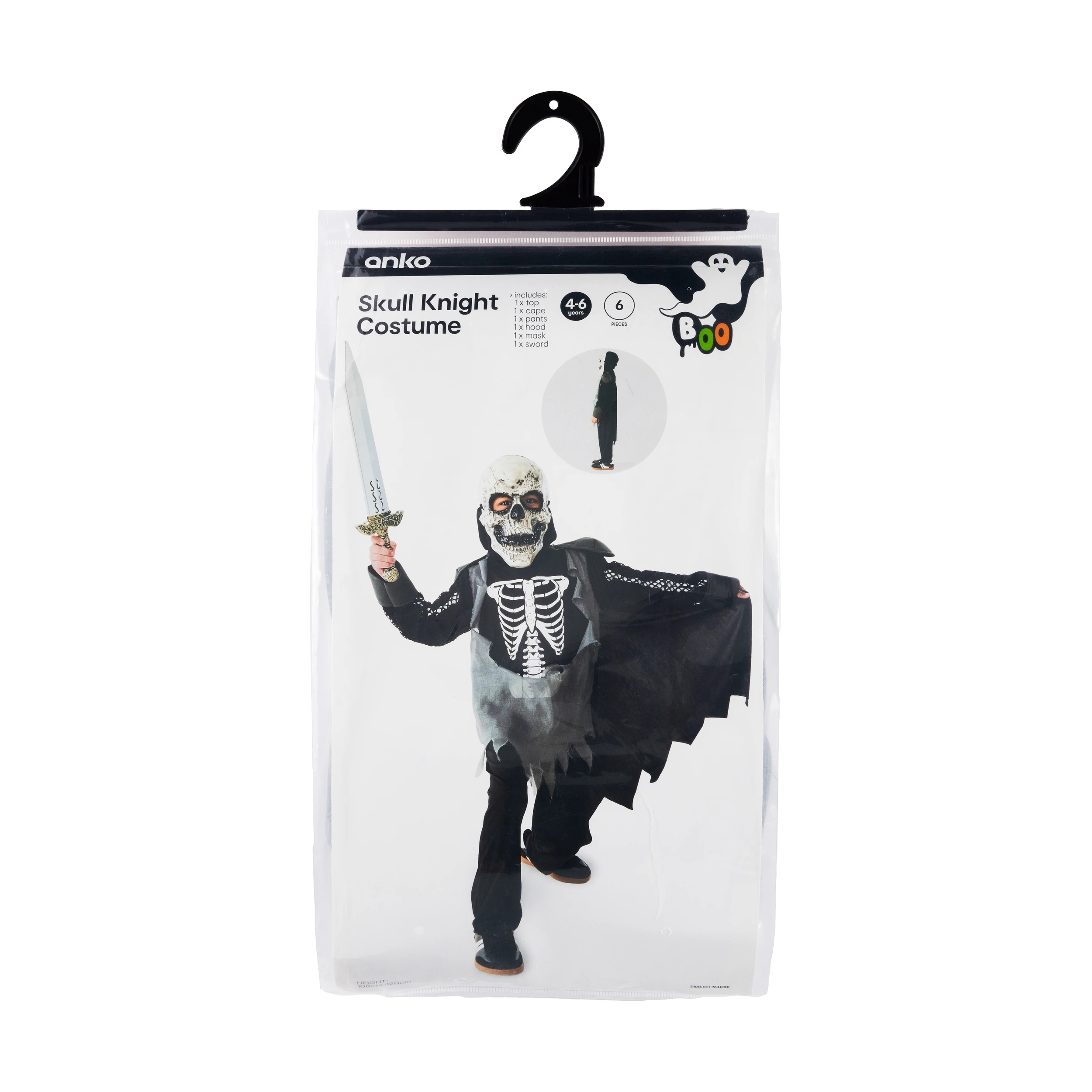 9 6 Piece Skull Knight Costume - Ages 4-6, 9 of 10
