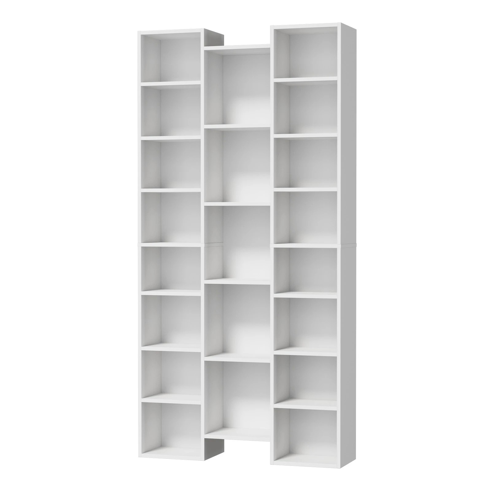 1 Oikiture Bookshelf Display Shelf CD DVD Storage Media Rack Stand Bookcase
 - white, 1 of 10