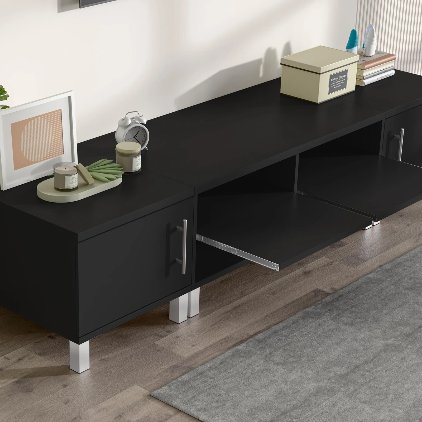 8 Alfordson Entertainment Unit TV Cabinet Stand Storage Drawer 190cm - Black, 8 of 10