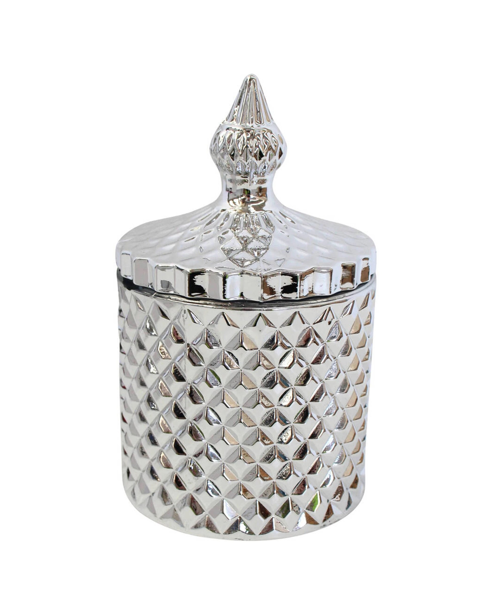 1 LVD Glass Cruz Trinket Box Storage Decor Round 14.5cm - Silver, 1 of 1