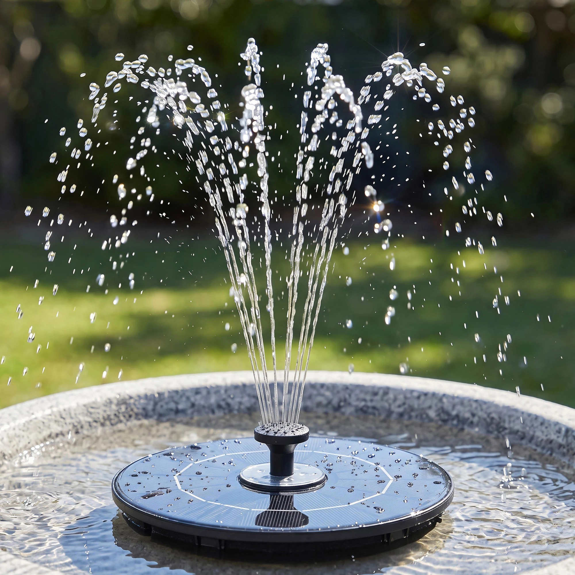 9 Gardeon Solar Fountain Pump Bird Bath LED Lights 165 L/h Flow 17cm - Black, 9 of 9