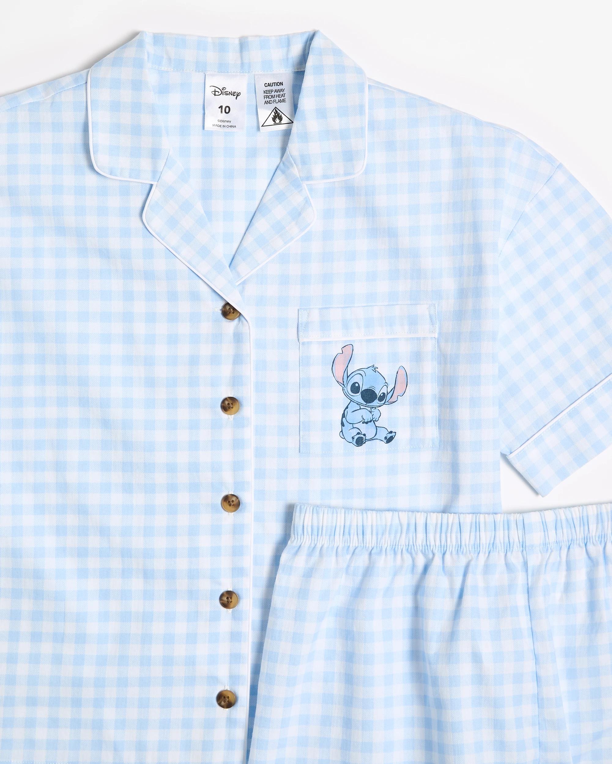 6 Disney Stitch Disney Lilo & Stitch Australian Cotton Older Girls Short Pyjama Set BLUE GINGHAM, 6 of 7