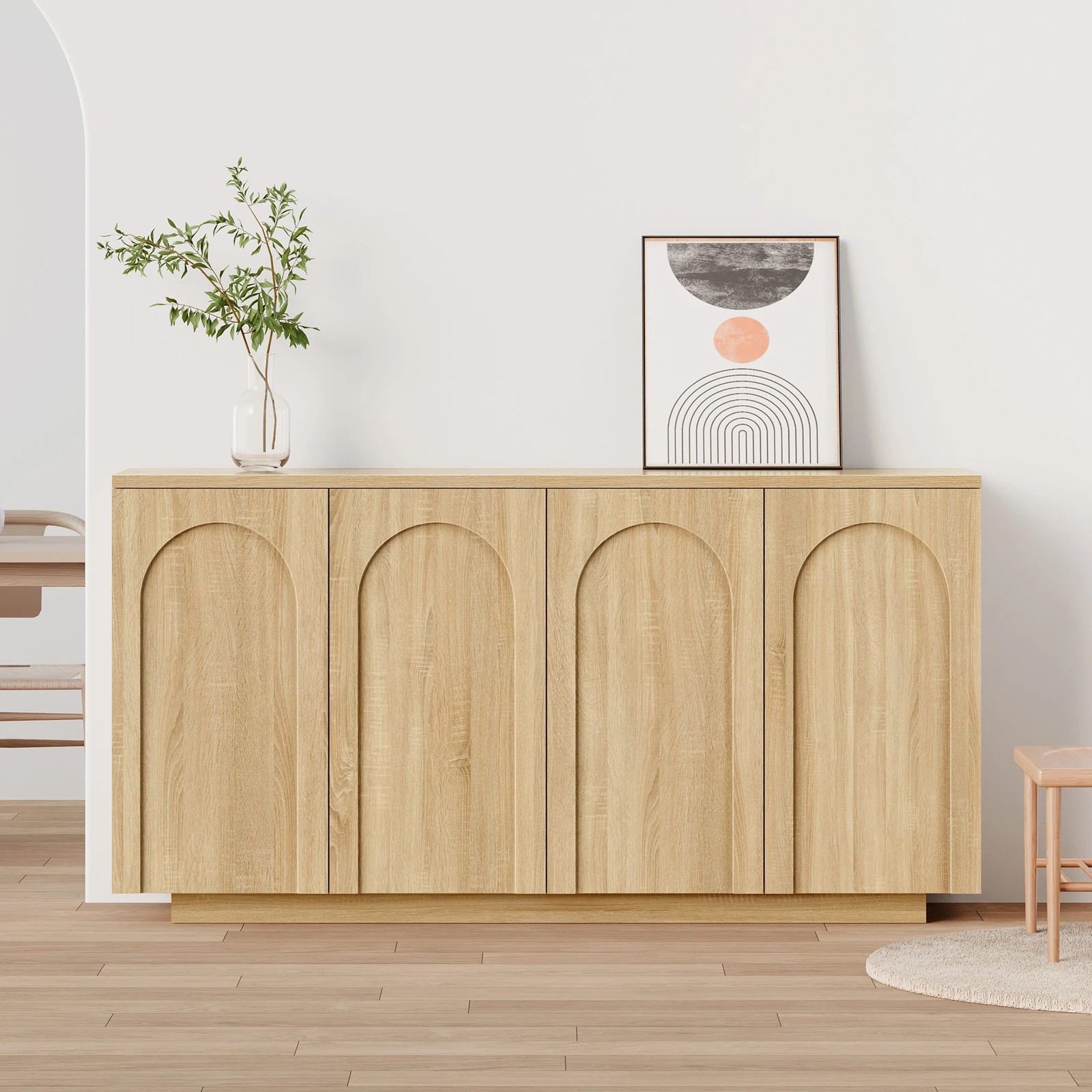 4 Alfordson Buffet Sideboard Storage Cabinet Cupboard Pantry Kitchen - Oak, 4 of 10