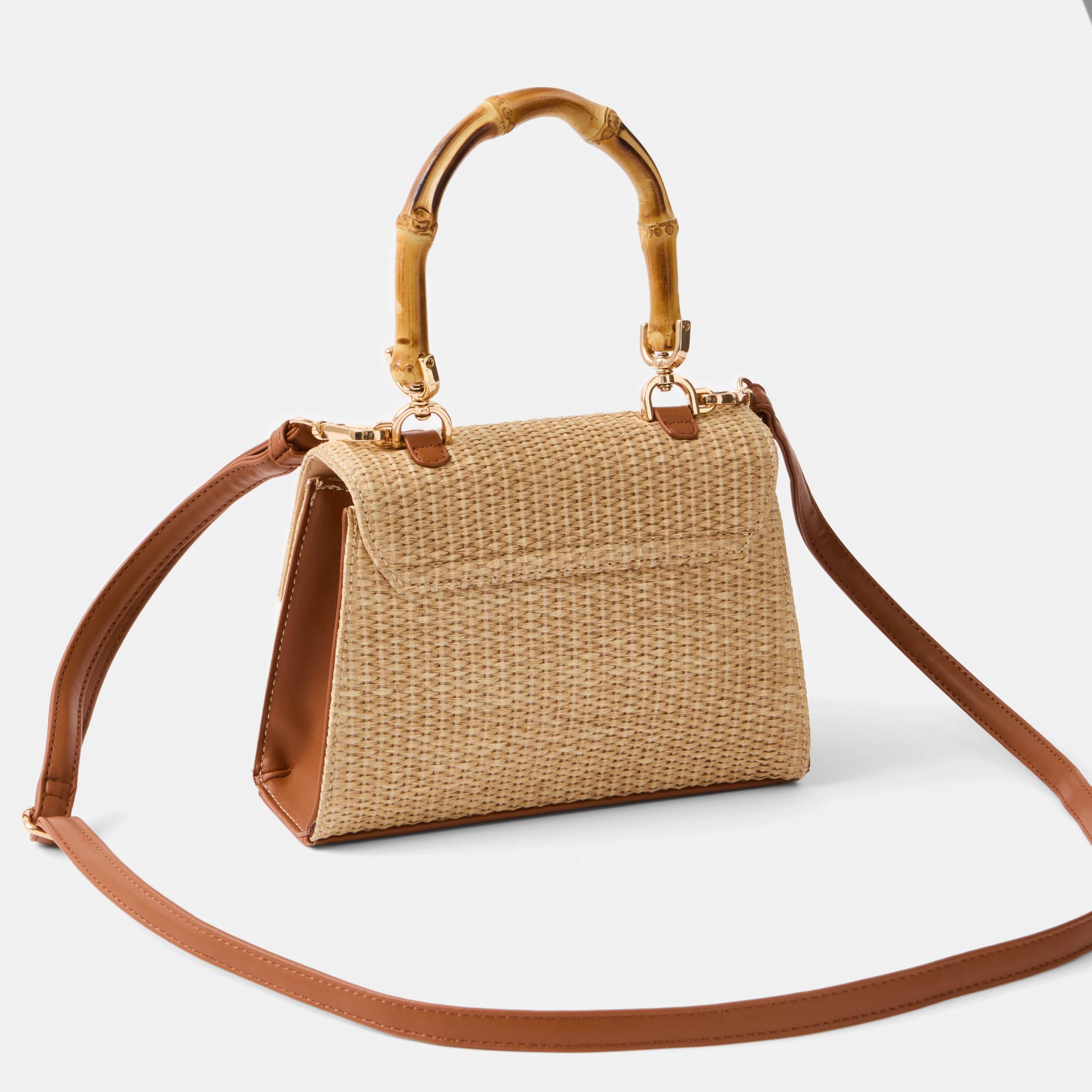 3 Bamboo Top Handle Crossbody Bag Natural, 3 of 7