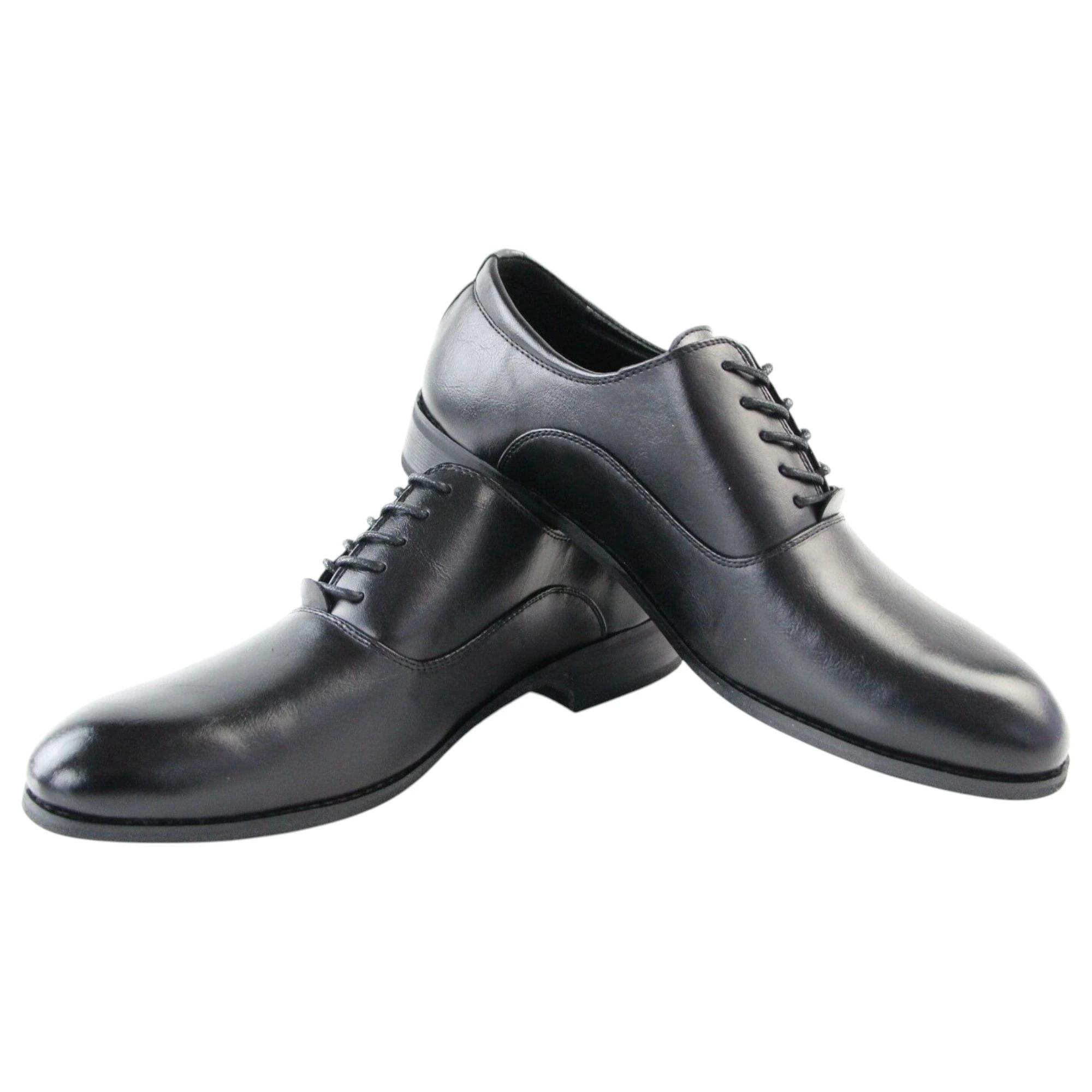 2 Zasel Mens Ernie Lace Up Dress Work Synthetic Leather Shoes BLACK, 2 of 3