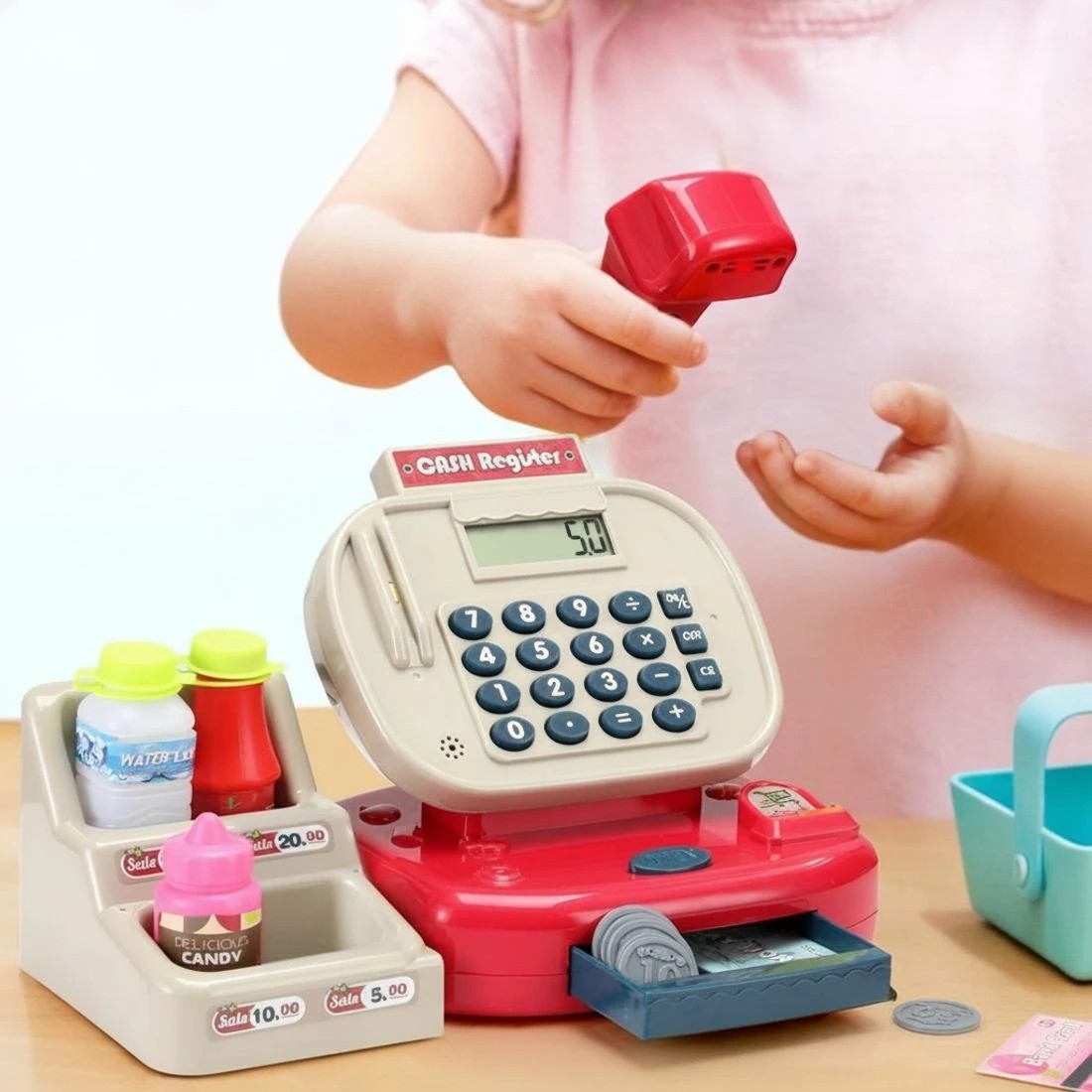 4 Keezi Kids Cash Register Calculator Pretend Play Shops Money Checkout Toys - Multi, 4 of 4