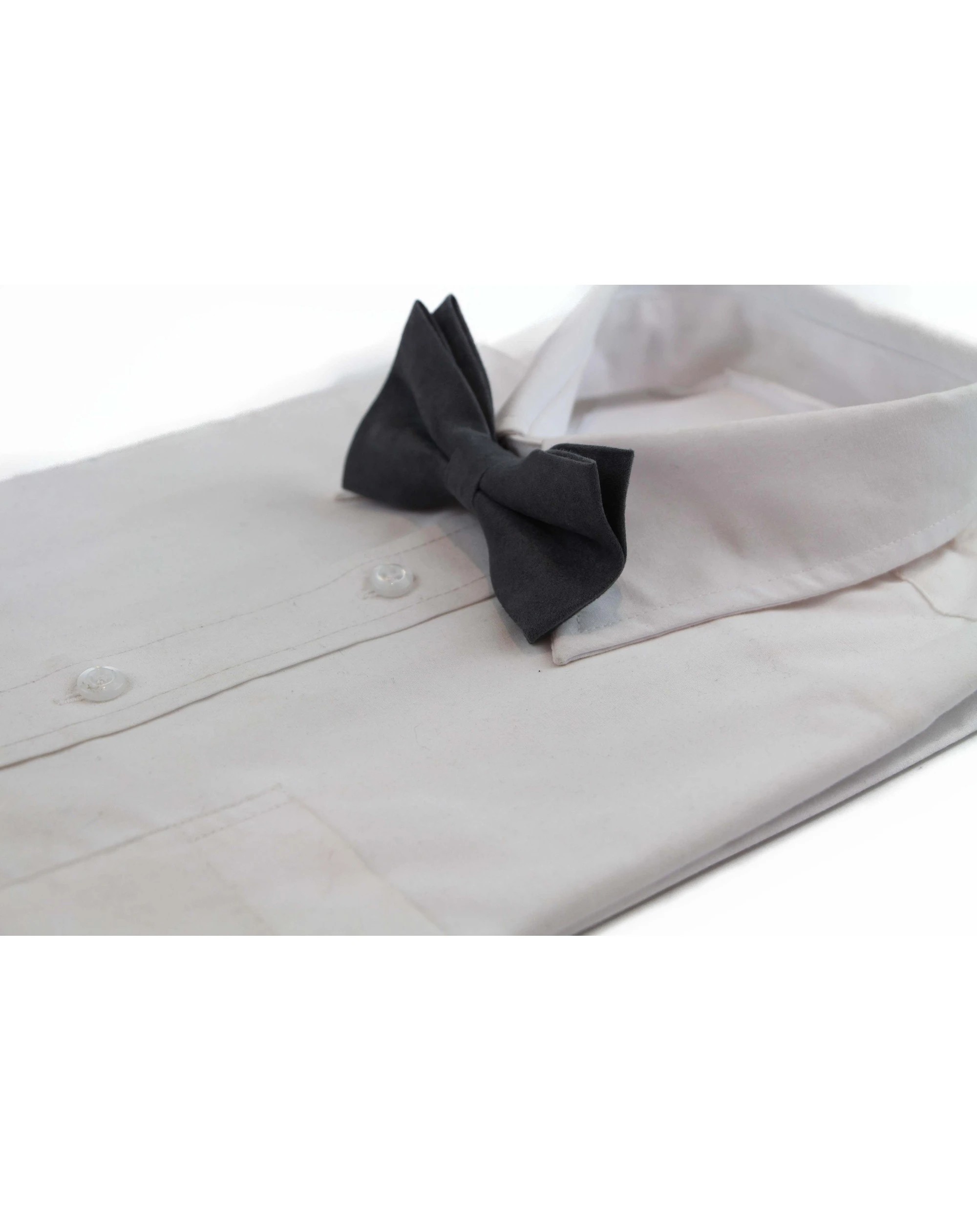 1 Zasel Mens Grey Velvet Plain Colour Bow Tie - Grey, 1 of 4