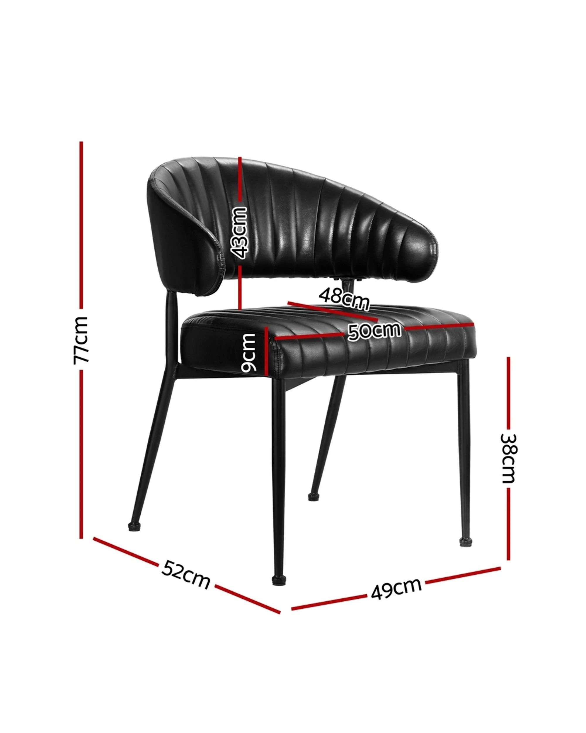 2 Artiss Dining Chairs Set Of 2 Leather Hollow Armchair
 - Black, 2 of 3