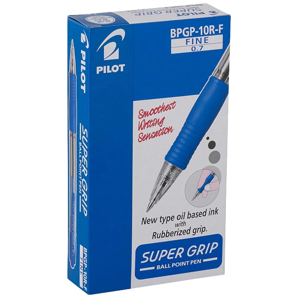 1 PILOT SuperGrip Retractable Ballpoint Fine 0.7mm Blue 12 Pk, 1 of 2