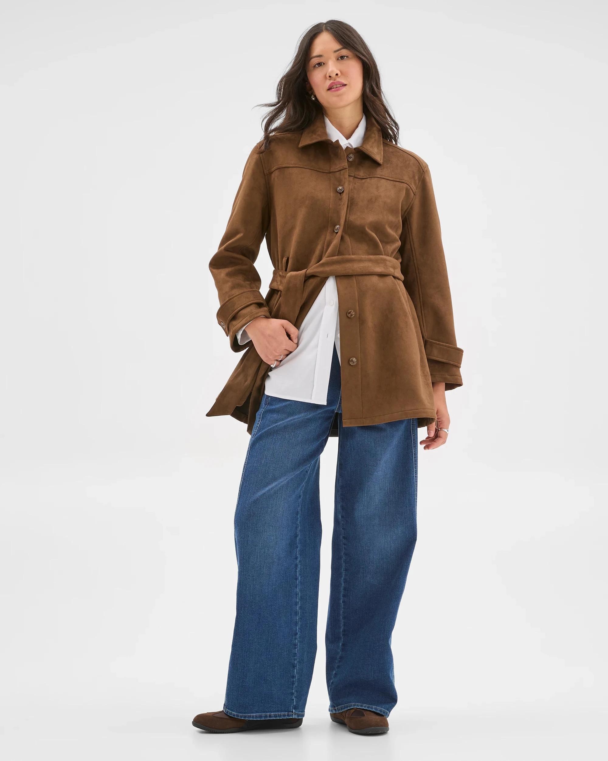 1 Target Woman Faux Suede Long Sleeve Jacket FALL LEAF, 1 of 7