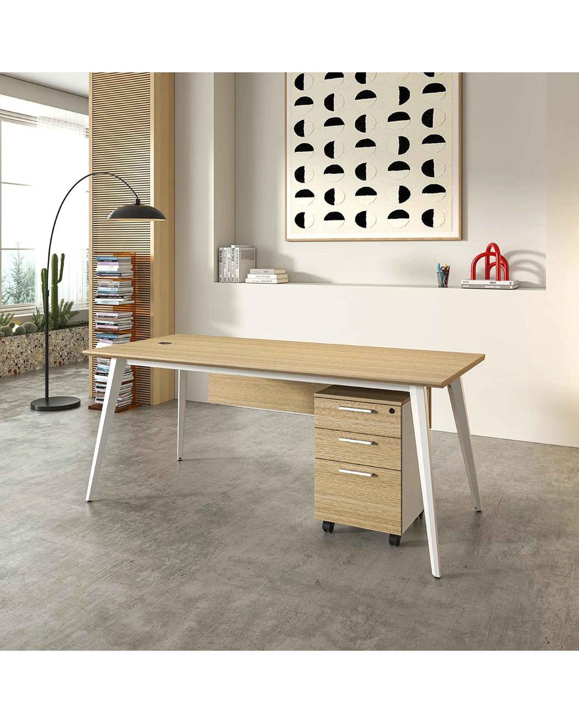 10 Esma Mobile Pedestal Rhine Light Oak and White, 10 of 10