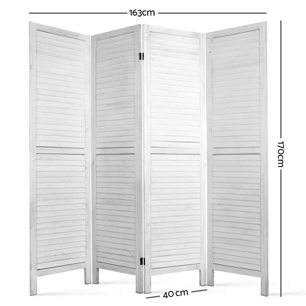 2 Artiss 4 Panel Room Divider Screen 163x170cm Louver - White, 2 of 8