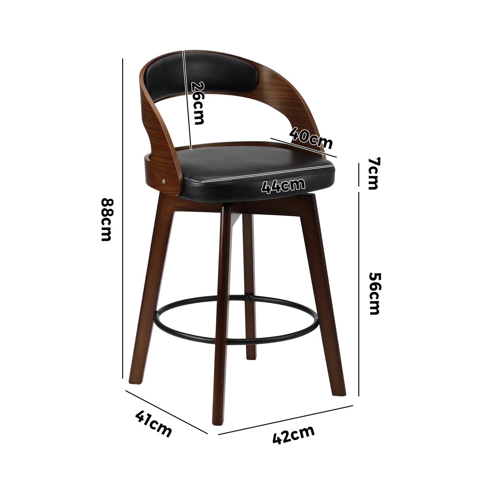 9 Oikiture 4x Bar Stools Kitchen Counter Stool Swivel Dining Chair Pu Leather
 - Black, 9 of 9
