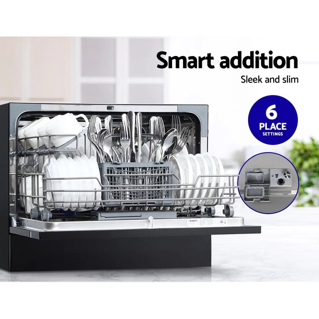 5 Devanti 6 Place Settings Benchtop Dishwasher - Black, 5 of 8