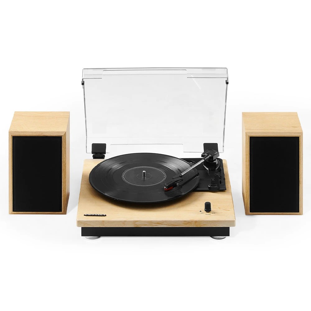 1 Crosley Brio Record Player Shelf System With Speakers - Natural - Beige, 1 of 5