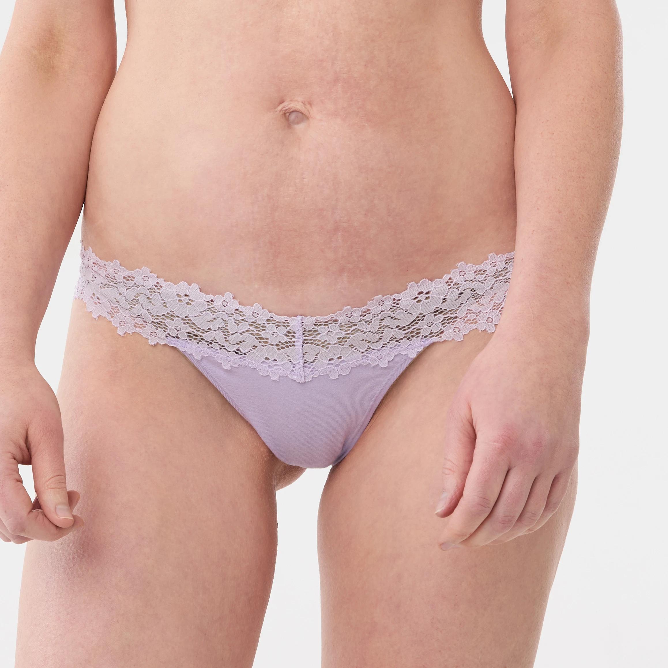 5 3 Pack Cotton Lace G-String Briefs LIGHT FAWN, BRIGHT LAVENDER, FAIRY FLOSS, 5 of 8