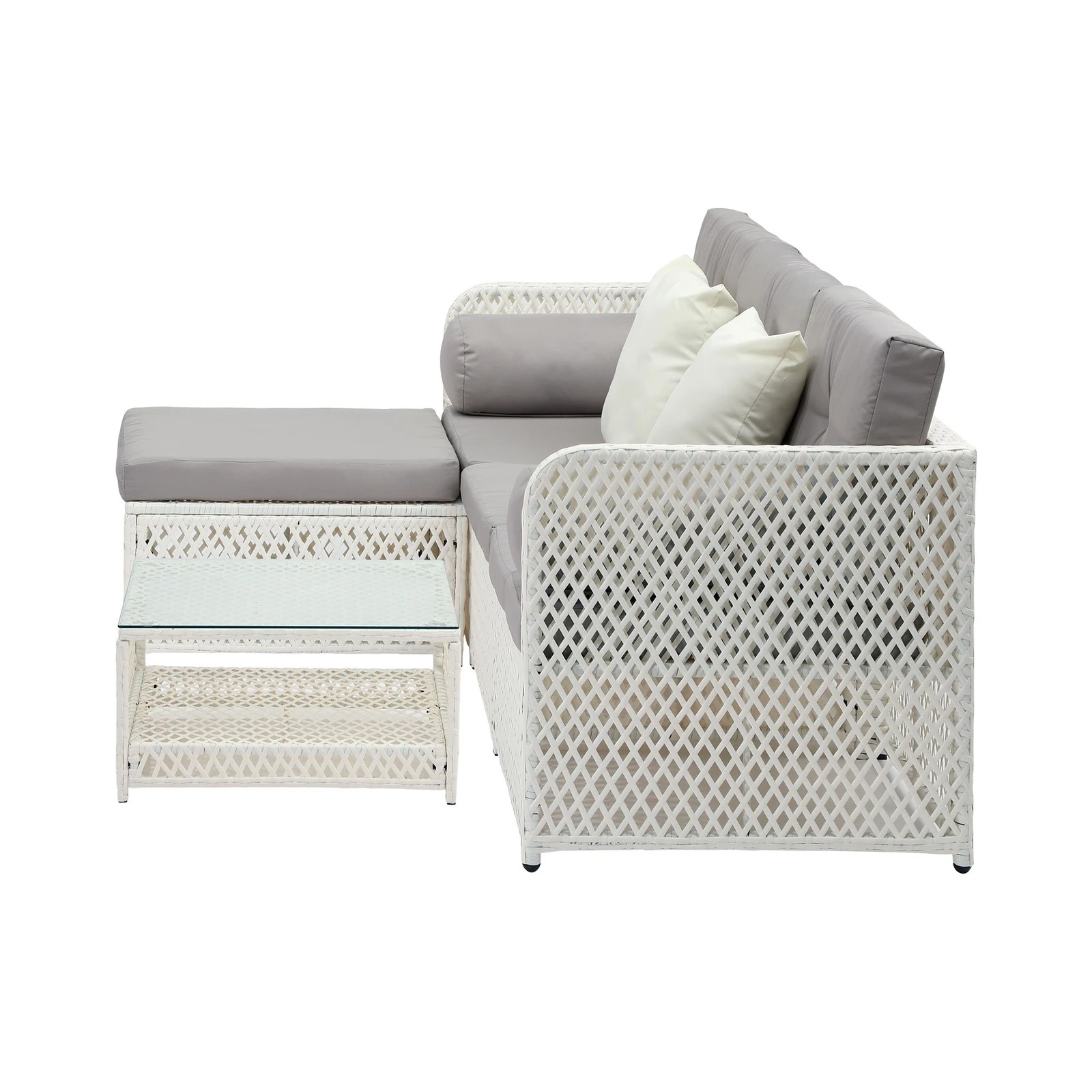 8 Livsip Outdoor Sofa Set 4 Seater Wicker Lounge Setting - White, 8 of 8