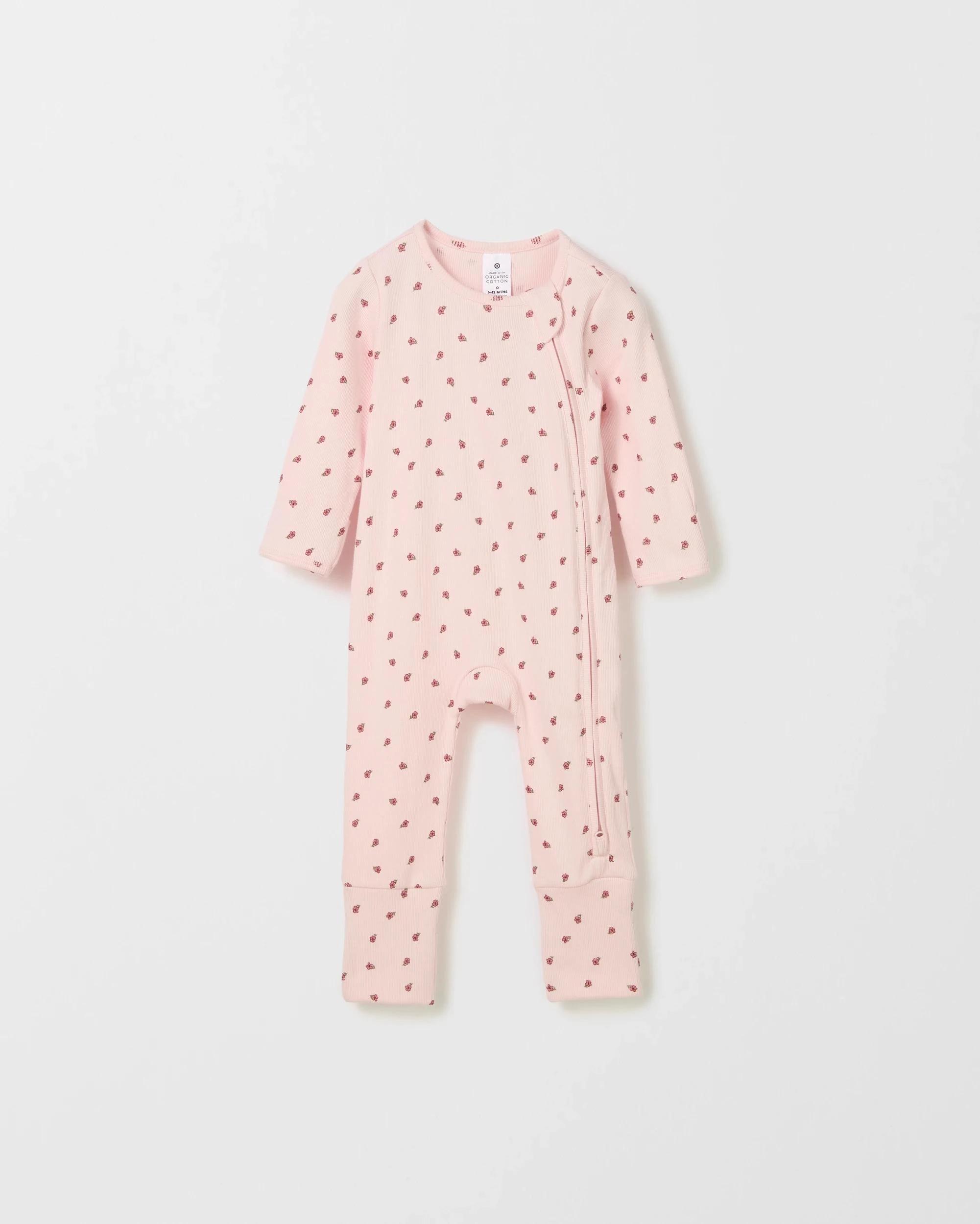 4 Target Baby Organic Cotton 3 Pack Baby Zip Coverall TRAILING FLORAL CREAM, 4 of 5