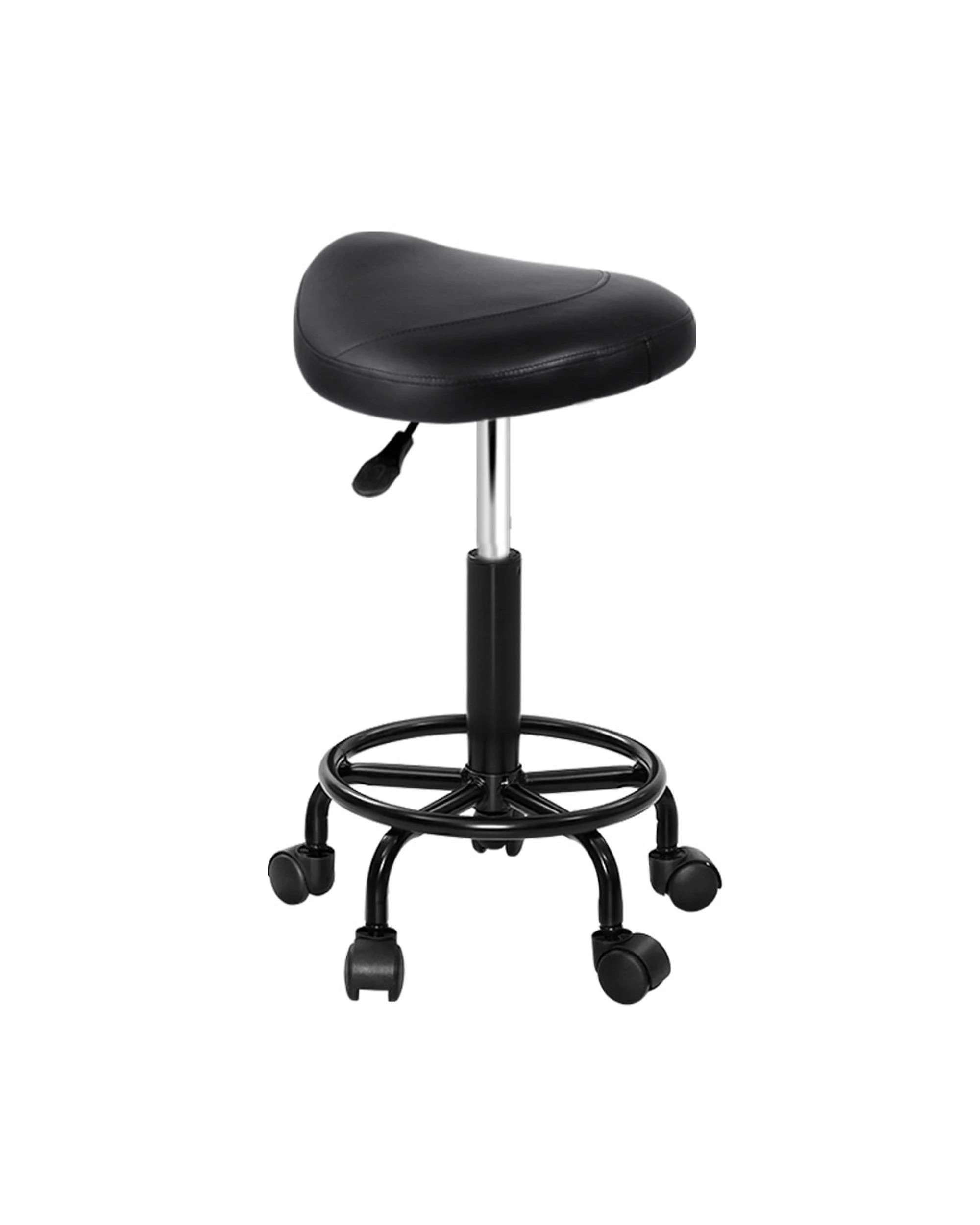 1 Artiss Salon Stool Saddle Swivel Chair - Black, 1 of 4