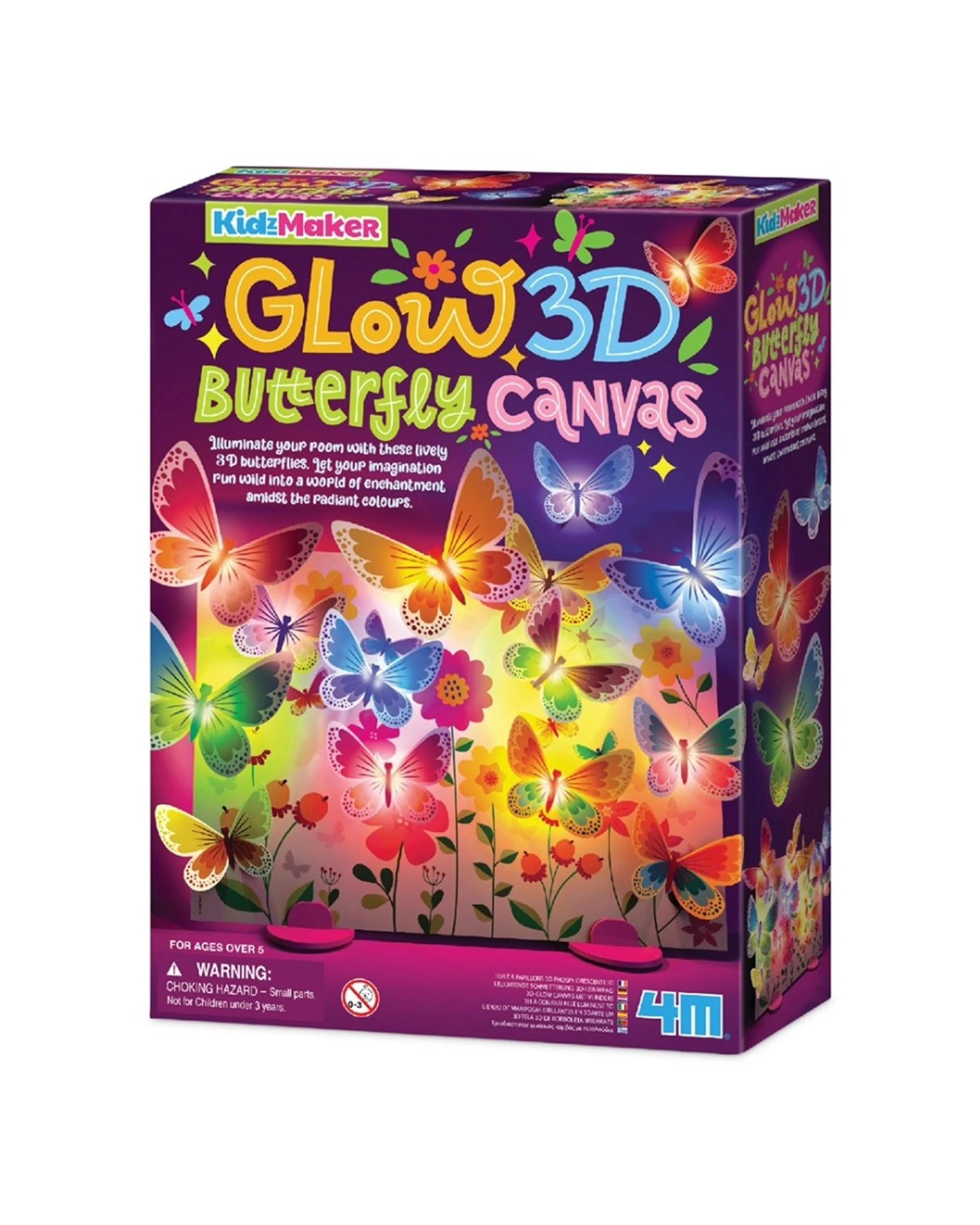 1 4M KidzMaker 3D Glow Butterfly Art Kit Canvas Kids Children Room Decor, 1 of 2