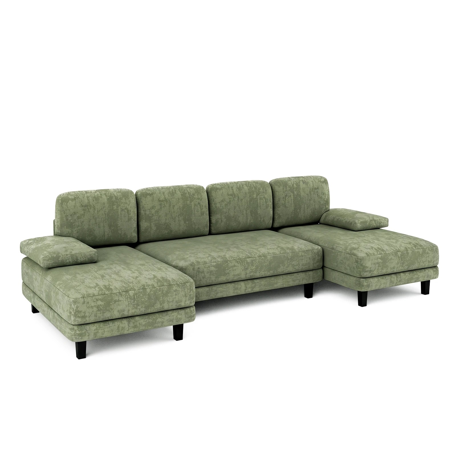 1 Advwin Sectiona Sofa 4-Seat Chenille Fabric U Shape Couch 280cm - Green, 1 of 9
