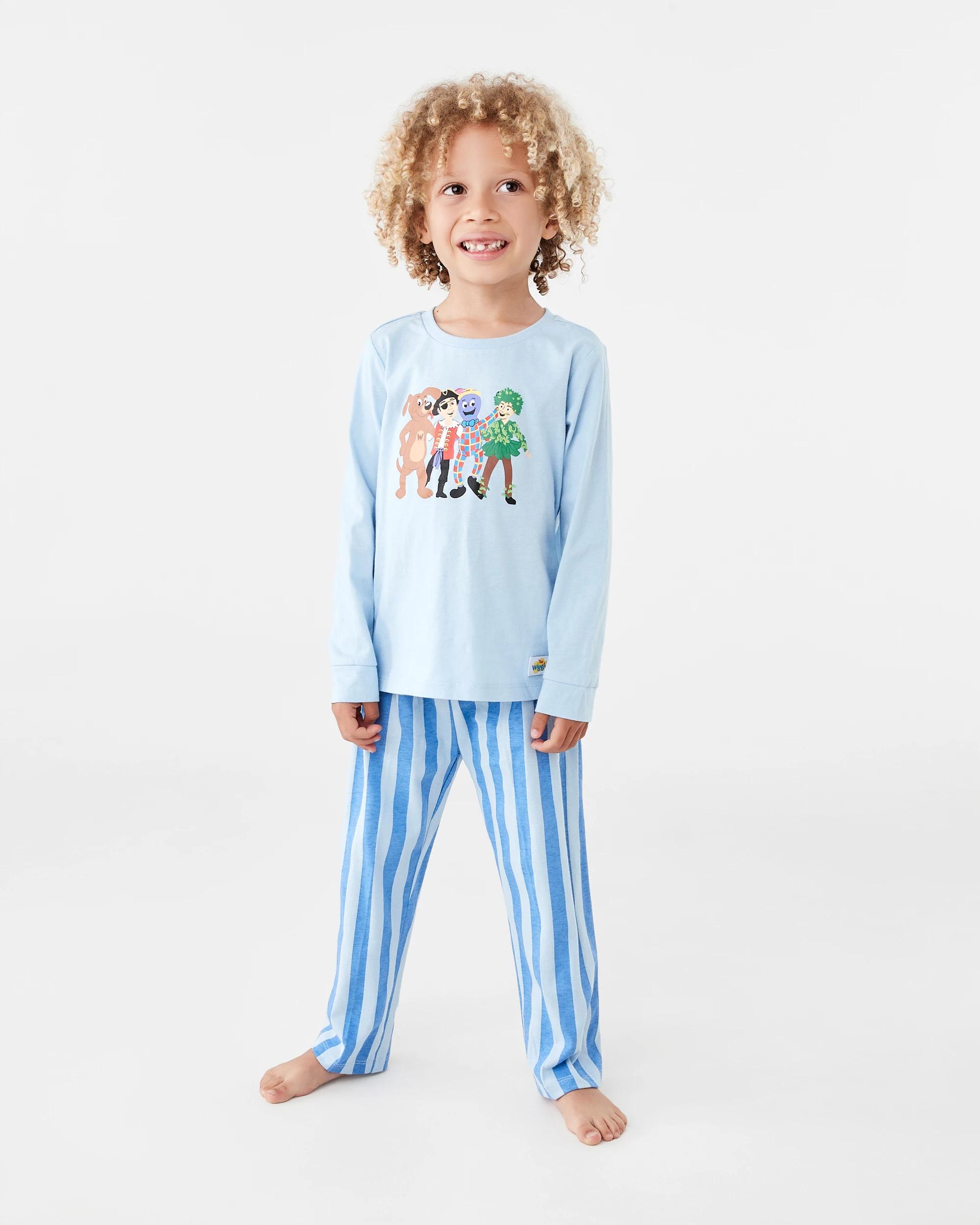 1 Wiggles License Rib Pyjama Set Blu Stripe, 1 of 10