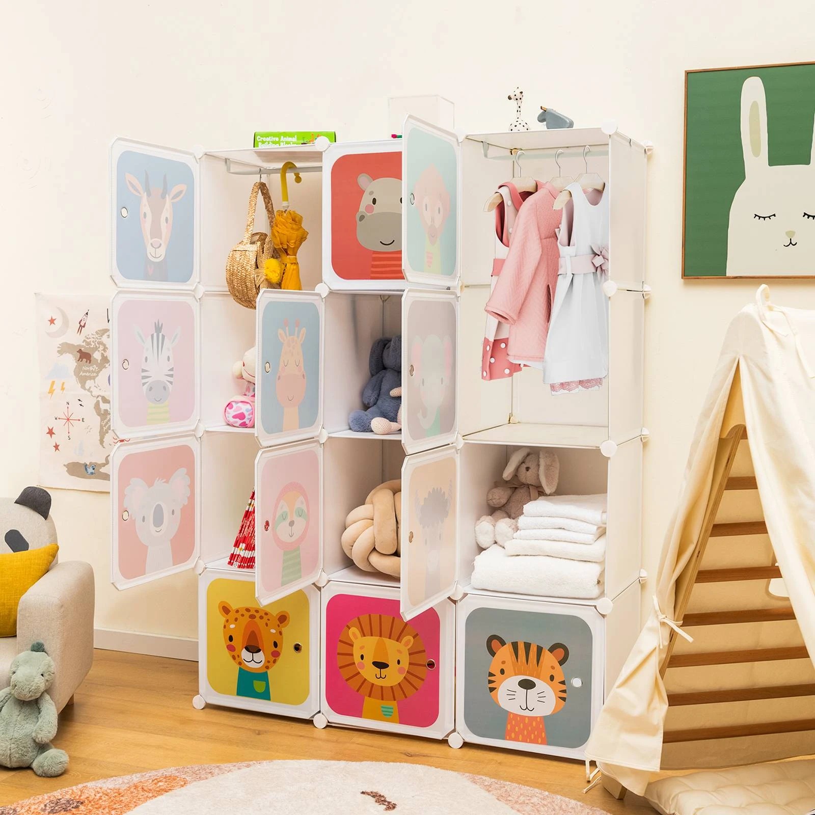 3 Costway 12-Cube Wardrobe DIY Armoire Closet, 3 of 3