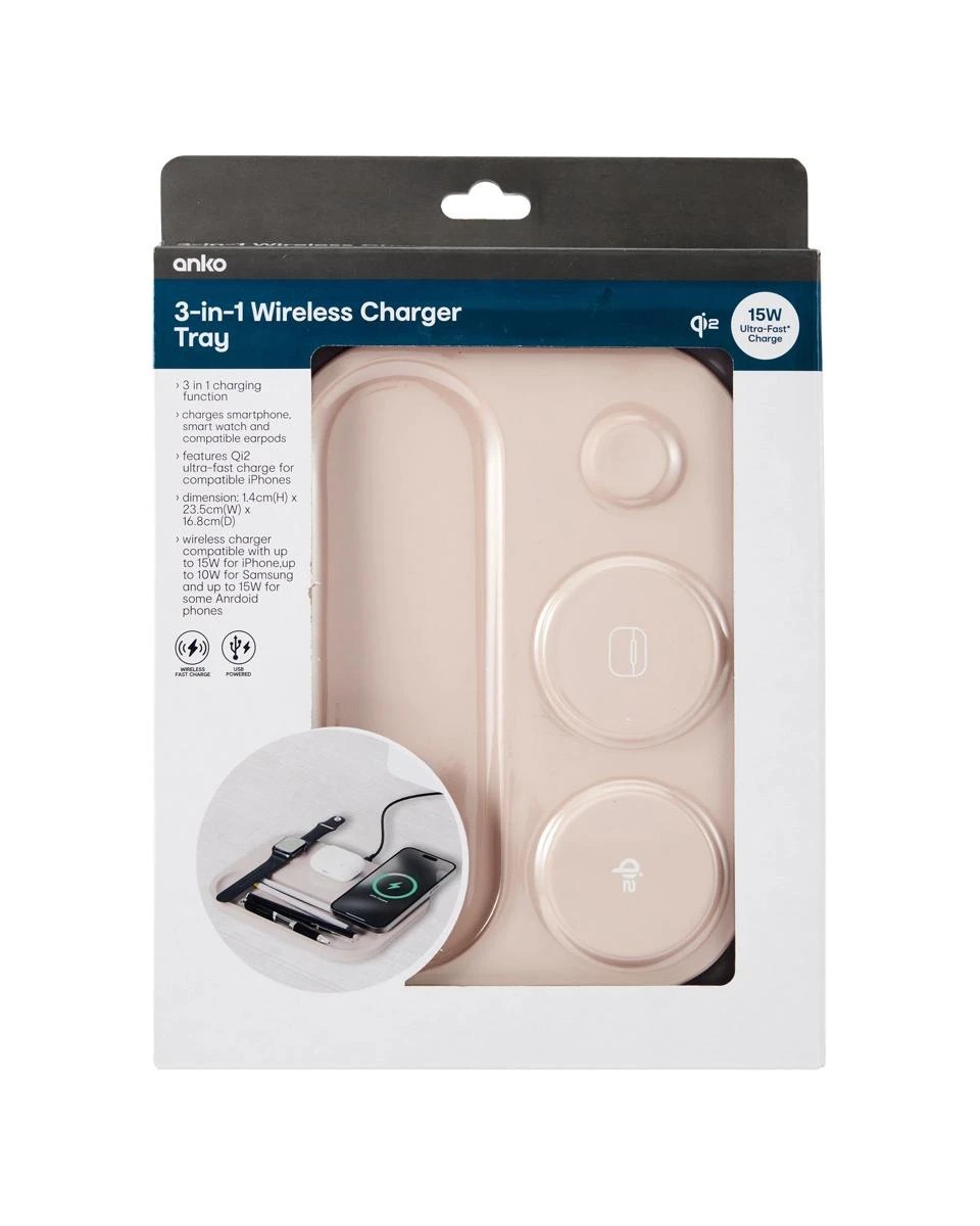 7 3-in-1 Wireless Charger Tray - Beige, 7 of 8