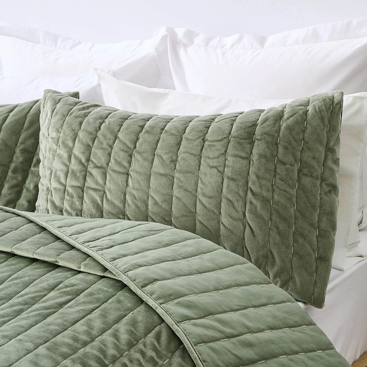 2 Velvet Coverlet Set - Queen/King Bed, Forest, 2 of 6