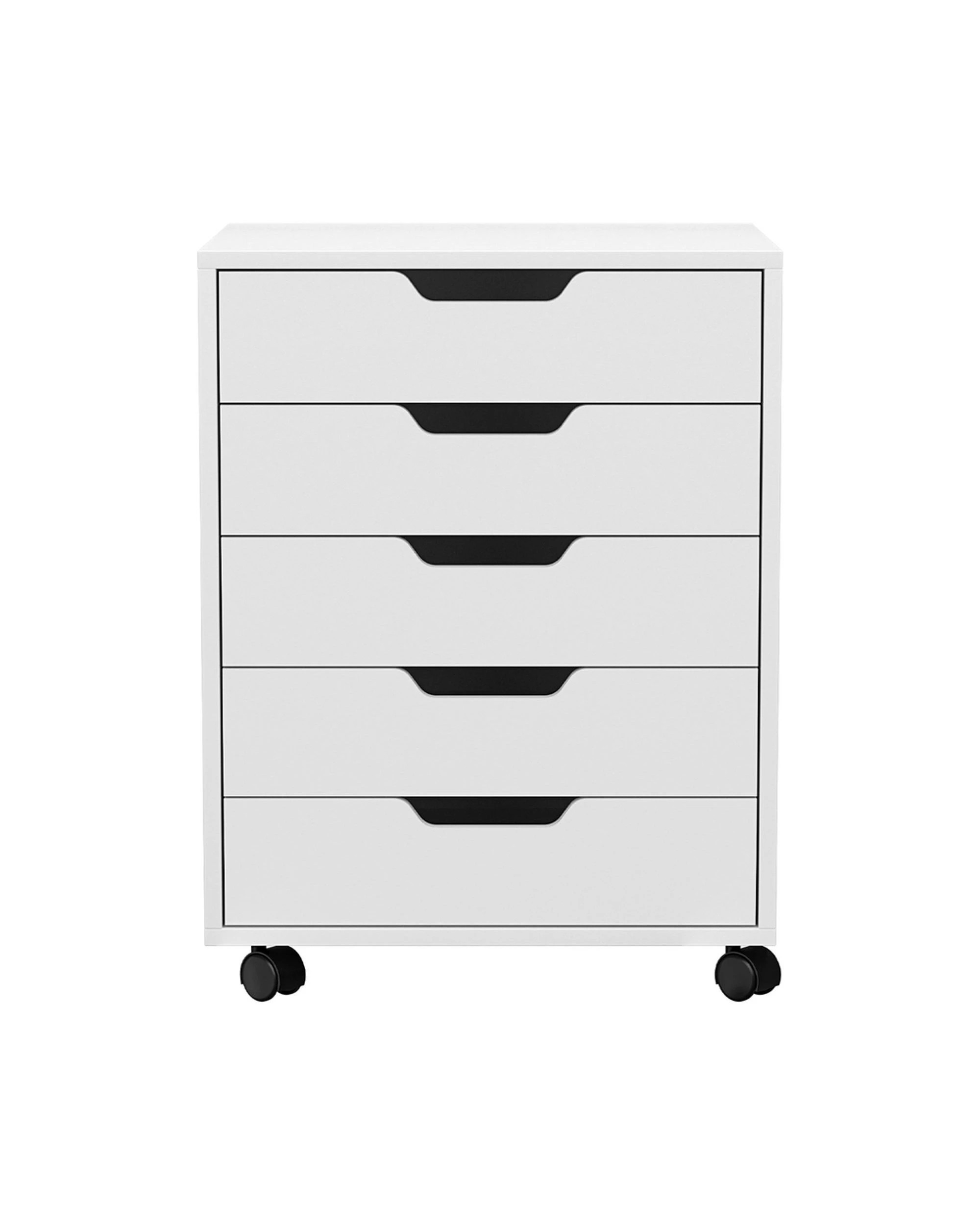 3 Artiss 5-Drawer Filing Cabinet Mobile Rolling Storage Cabinet Chest of Drawers Stand - White, 3 of 8