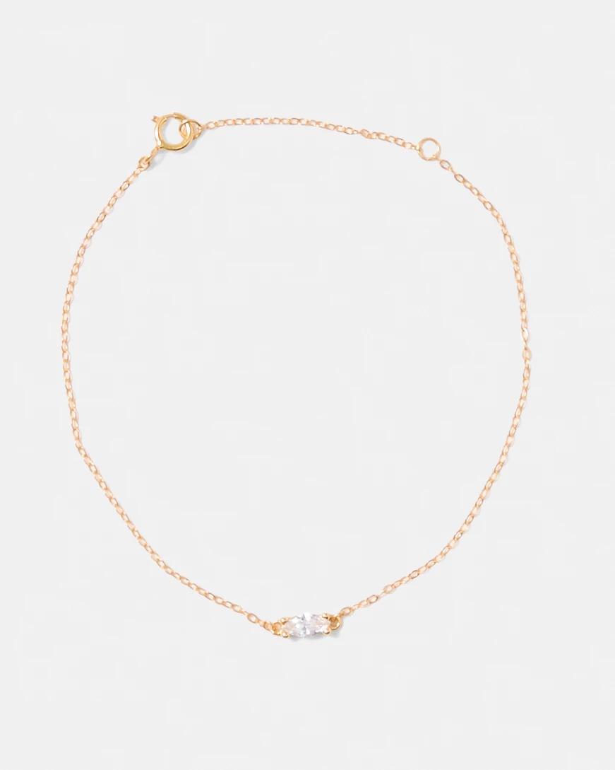 1 Cubic Zirconia Gold Plated Sterling Silver 925 Stone Bracelet Gold, 1 of 4